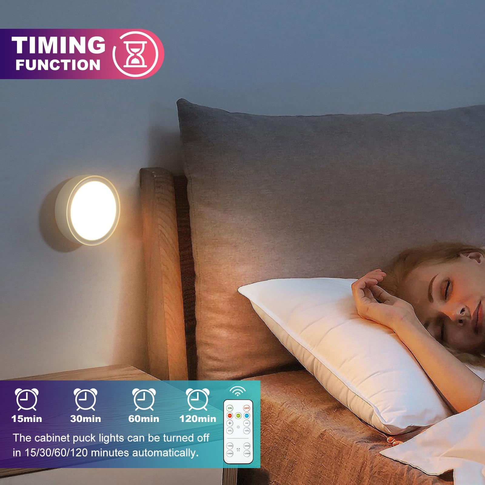 Pack of 6 Under-Unit Lights Kitchen LED Cabinet Lighting Wireless with Remote Control Cabinet Lighting Rechargeable Battery Dimmable Under Cabinet Light for Showcases, Wine Cabinet