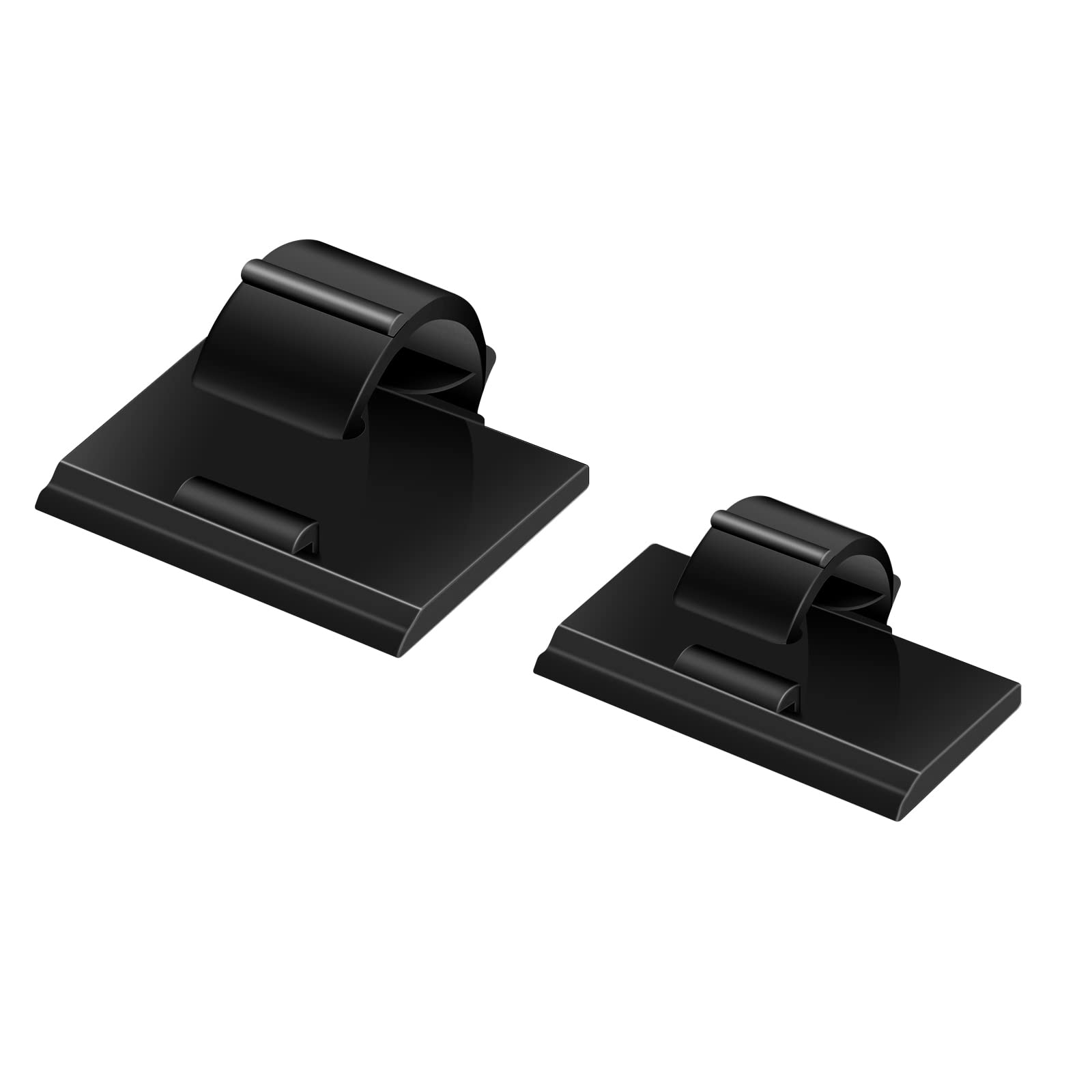 100PCS Cable Clips Black, AIBOO Upgraded Wire Clips Adhesive with 50PCS Small Size & 50PCS Large Size Cable Straps, Mini Cable Wire Management for Handling Under Cabinet Lighting with Cords