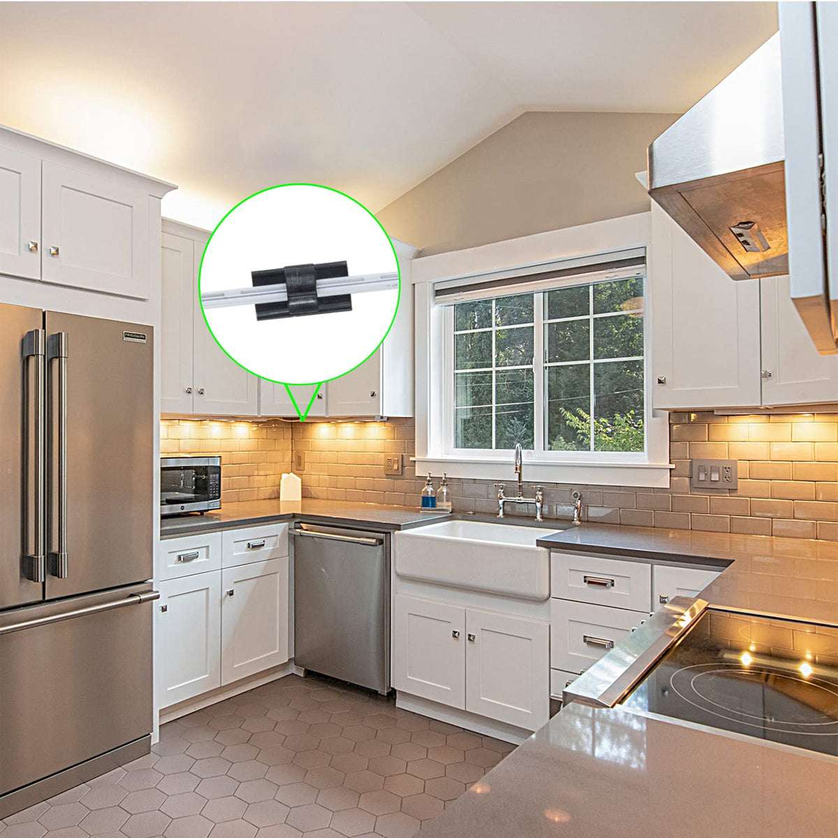 100PCS Cable Clips Black, AIBOO Upgraded Wire Clips Adhesive with 50PCS Small Size & 50PCS Large Size Cable Straps, Mini Cable Wire Management for Handling Under Cabinet Lighting with Cords