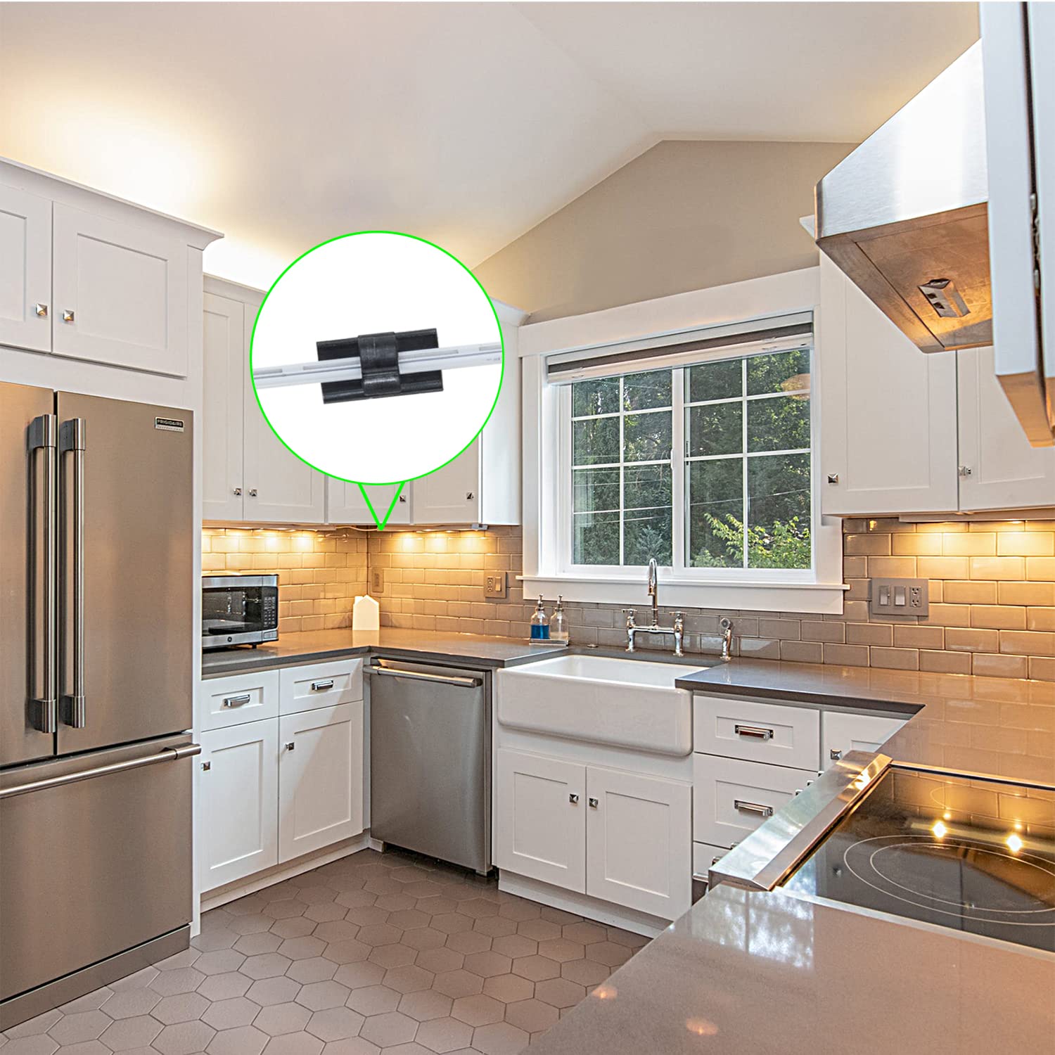 100PCS Cable Clips Black, AIBOO Upgraded Wire Clips Adhesive with 50PCS Small Size & 50PCS Large Size Cable Straps, Mini Cable Wire Management for Handling Under Cabinet Lighting with Cords