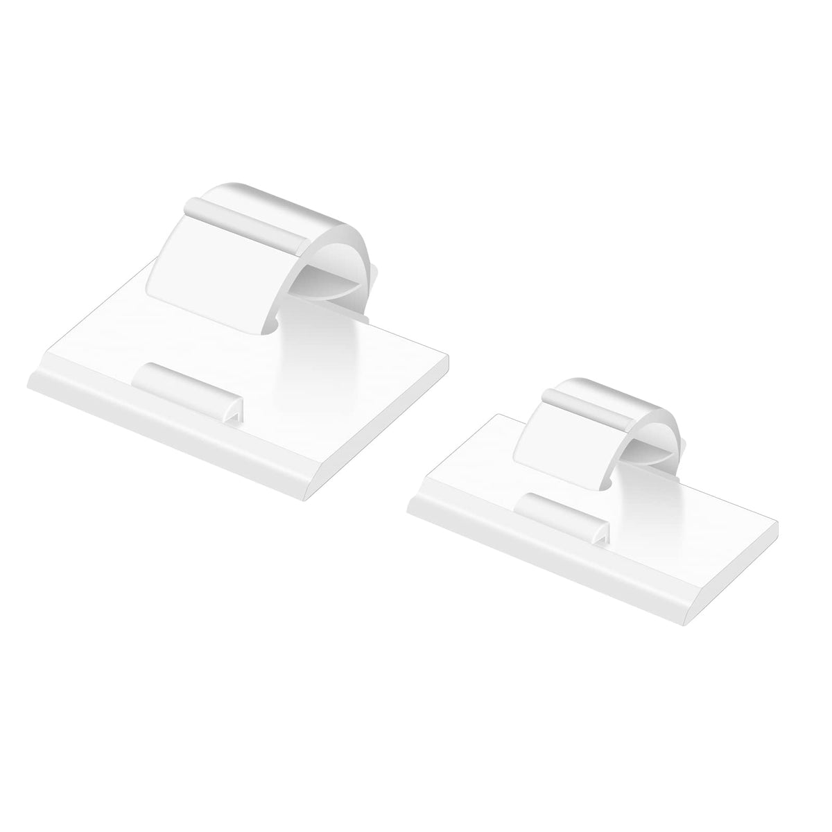 100PCS Cable Clips White, AIBOO Upgraded Wire Clips Adhesive with 50PCS Small Size &amp; 50PCS Large Size Cable Straps, Mini Cable Wire Management for Handling Under Cabinet Lighting with Cords