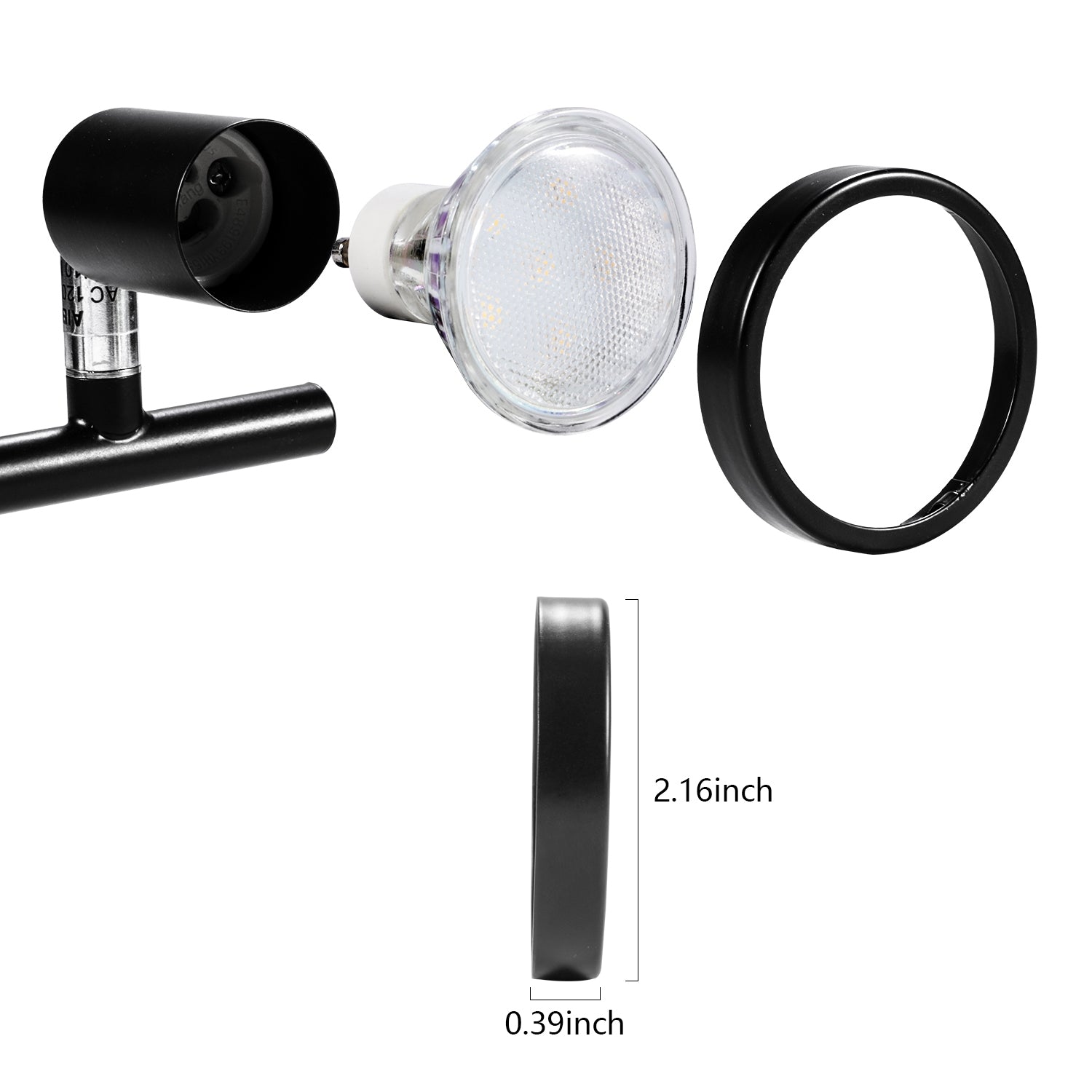 6 Pack GU10/MR16 Bulb Decorative Trim Rings, Heat Insulation Anti-Scald Protective Rings for Track Lighting, Snap-On Spring-Loaded Design (Matte Black)
