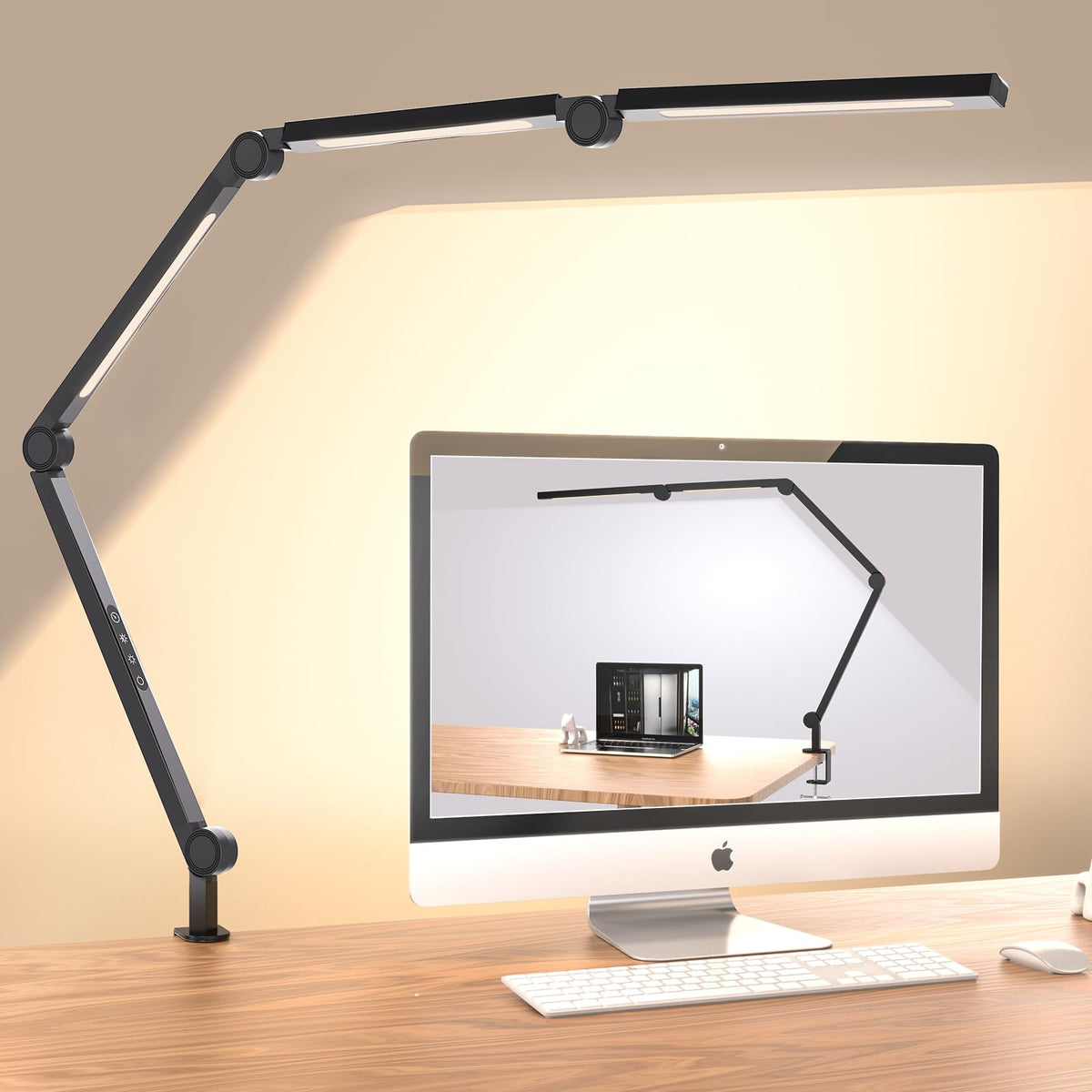 LED Desk Lamp,Foldable Table Lamp for Computer and Desktop,Flexible Clamp on Desk Lamps,Black Portable Desk Lamp for Home Office Reading,Working,Computer Desk,Study Lamp for Kids
