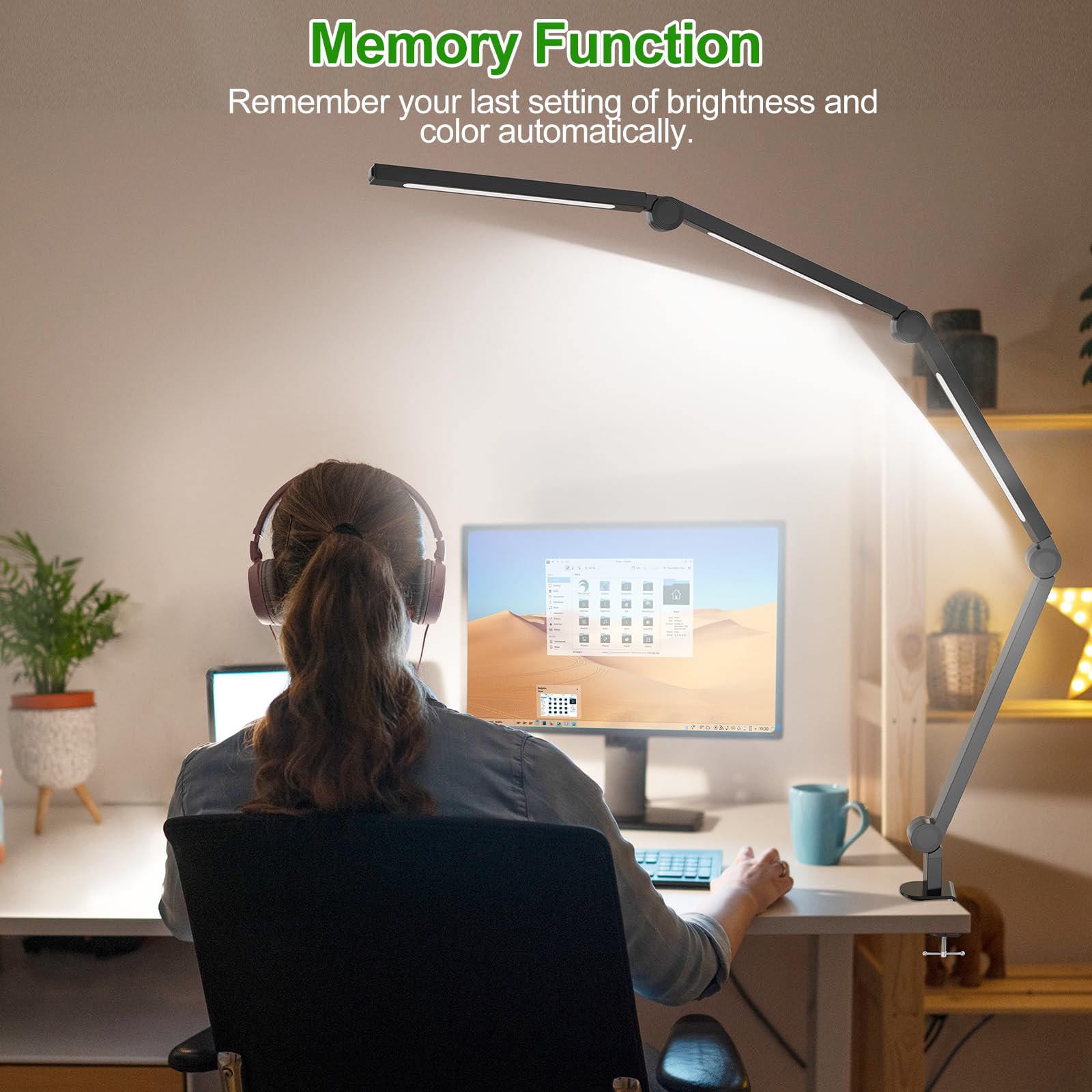 LED Desk Lamp,Foldable Table Lamp for Computer and Desktop,Flexible Clamp on Desk Lamps,Black Portable Desk Lamp for Home Office Reading,Working,Computer Desk,Study Lamp for Kids