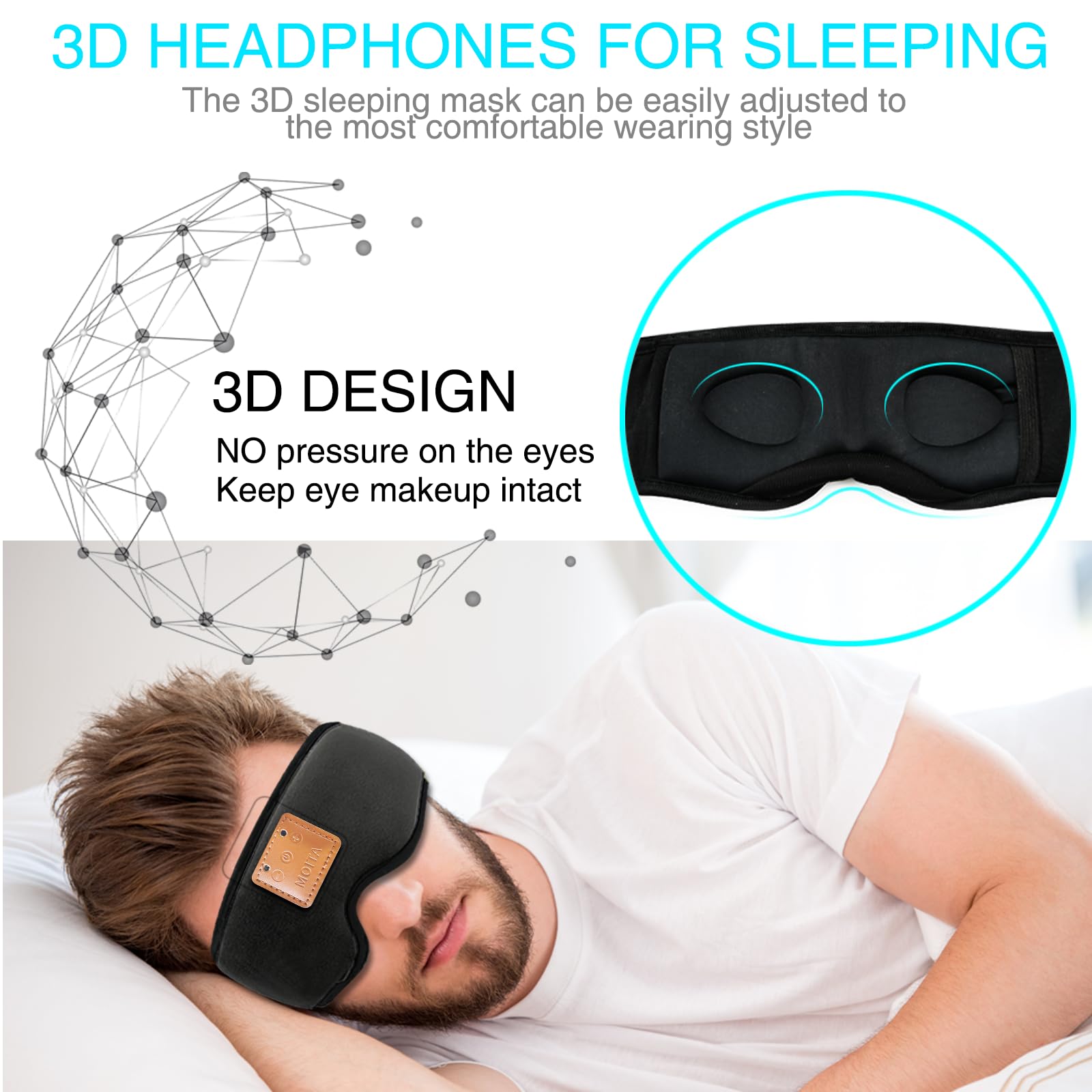 Sleep Headphones Bluetooth Headband for Sleeping, Sports Headphones Music Sleep Headphones Headband for Sports Training, Jogging, Yoga, Traveling, Gaming