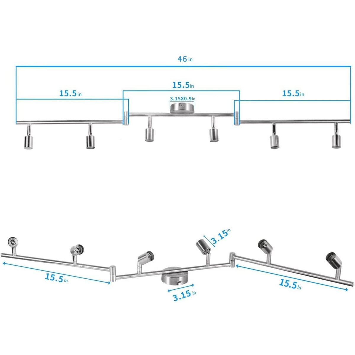 Kitchen Lights, 6-Light Ceiling Lighting Kits, Swivelling Ceiling Spotlight for Bedroom, Kitchen and Living Room(GU10 LED Bulbs not Included) (Brush Nickel)