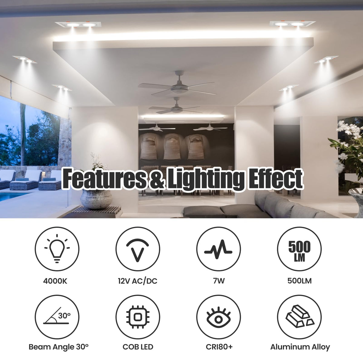 AR70 LED Light Bulb BA15D B15 Base, AC/DC12V Input, 7W 500lm for Home Household Commercial Lighting, 50W Halogen Lamp Replacement(Natural White,4 Pack)