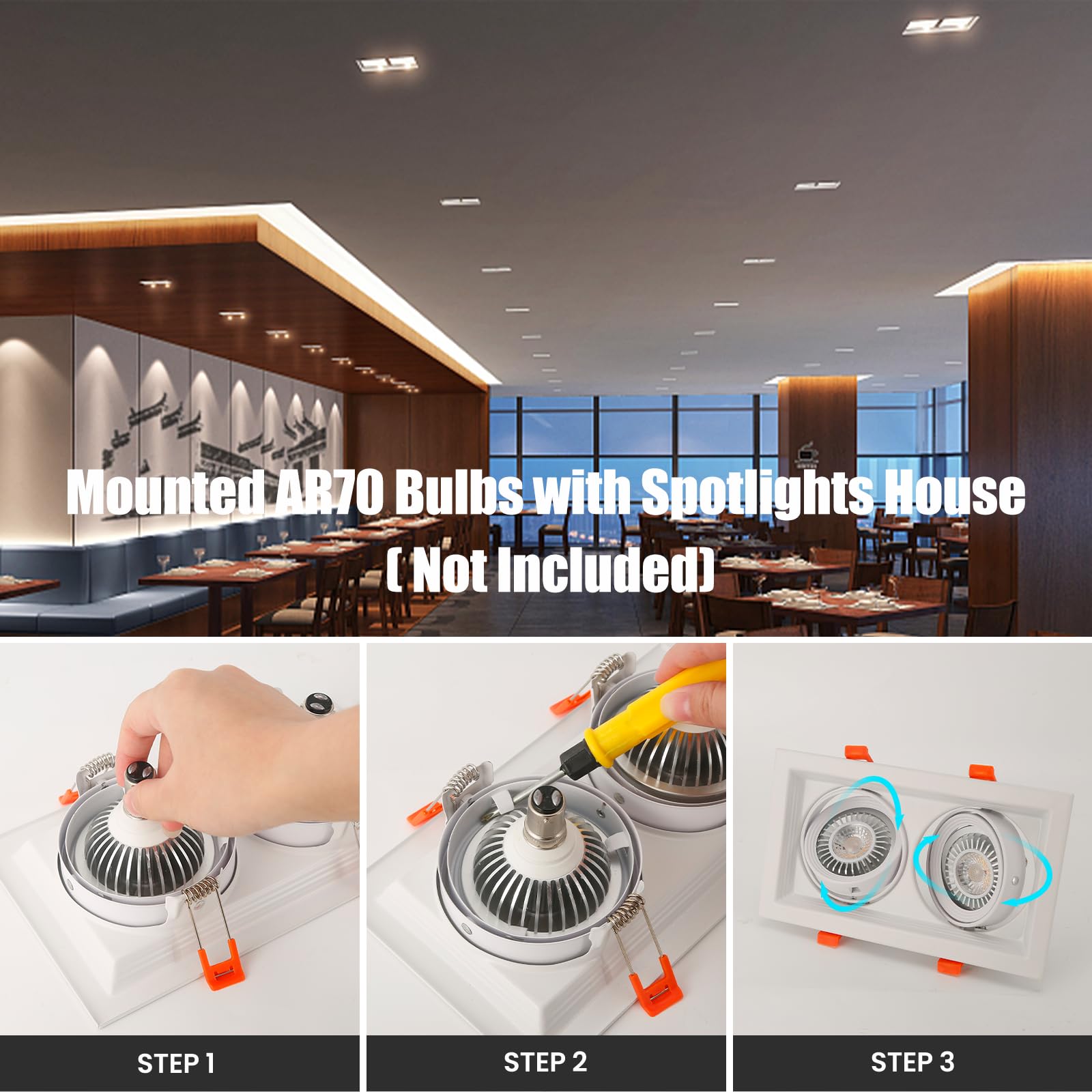 AR70 LED Light Bulb BA15D B15 Base, AC/DC12V Input, 7W 500lm for Home Household Commercial Lighting, 50W Halogen Lamp Replacement(Natural White,4 Pack)