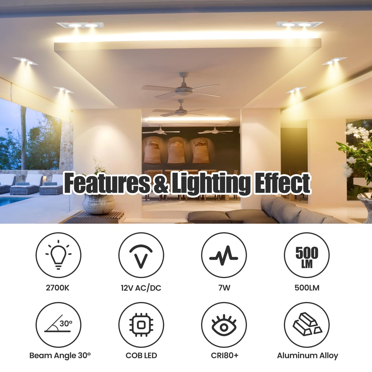 AR70 LED Light Bulb BA15D B15 Base, AC/DC12V Input, 7W 500lm for Home Household Commercial Lighting, 50W Halogen Lamp Replacement(Warm White,4 Pack)