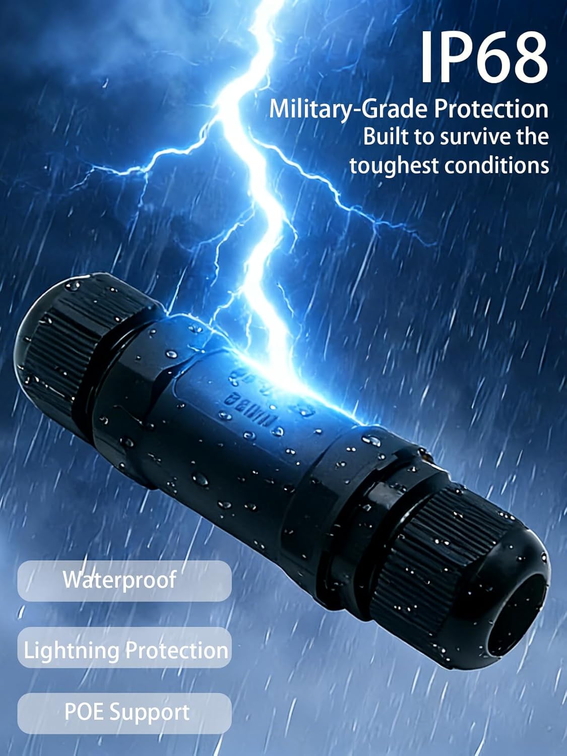 Starlink Ethernet  Connector,RJ45 Coupler, Ethernet Female to Female Extender with Lightning Protection and IP68 Waterproof,CAT8/CAT7/CAT6/CAT5E Cables