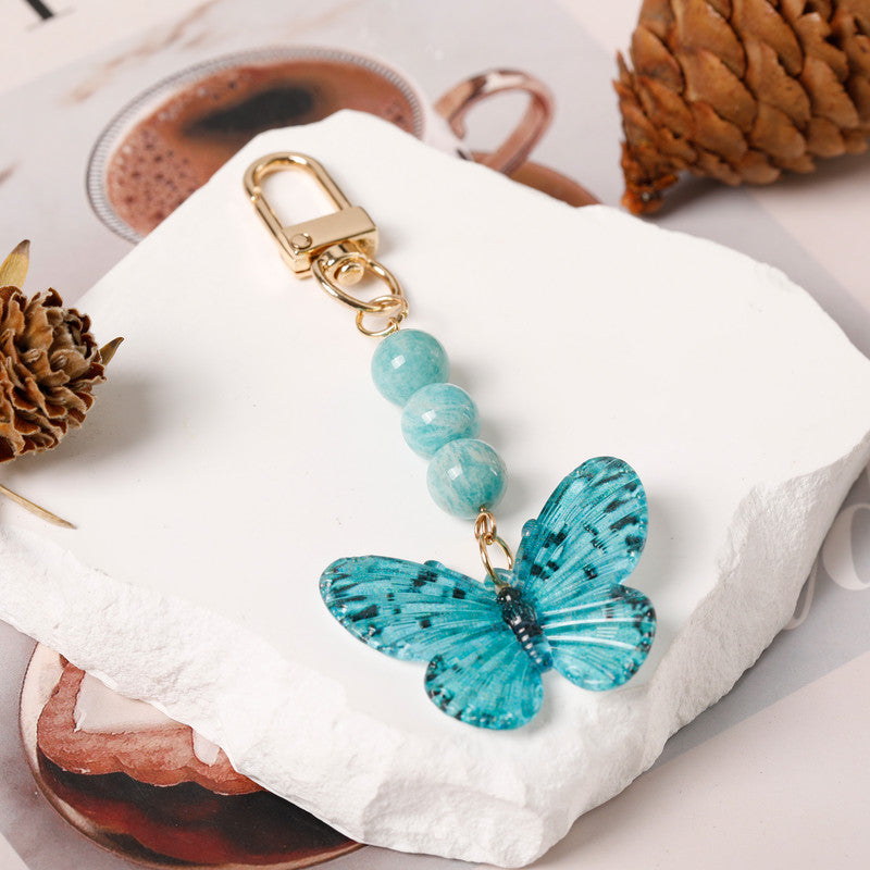 Crystal Butterfly Keychain Set,Amazonite