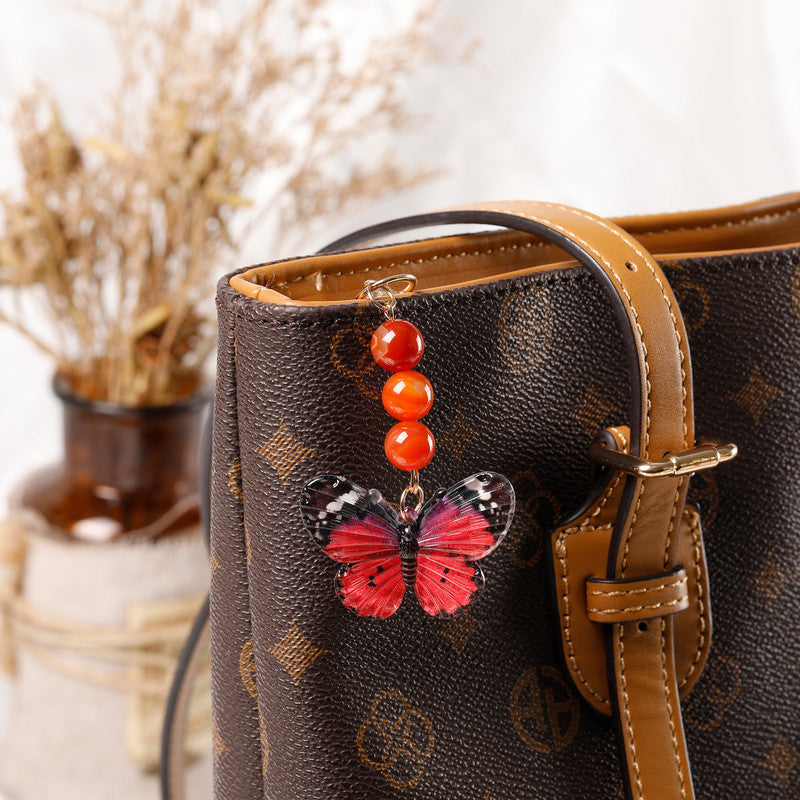 Crystal Butterfly Keychain Set,Amazonite