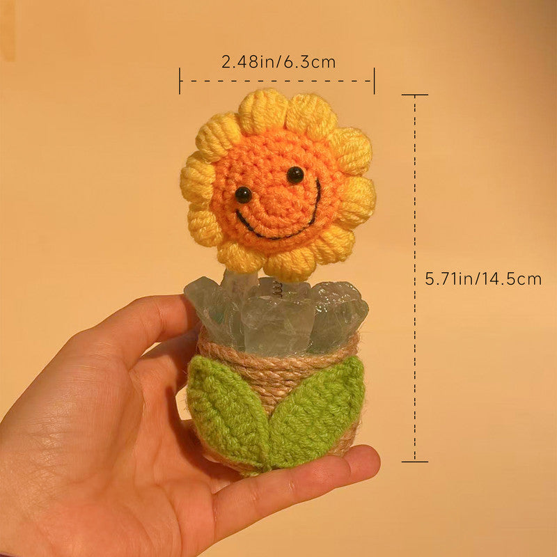Natural crystal handmade sunflower ornament-rose quartz