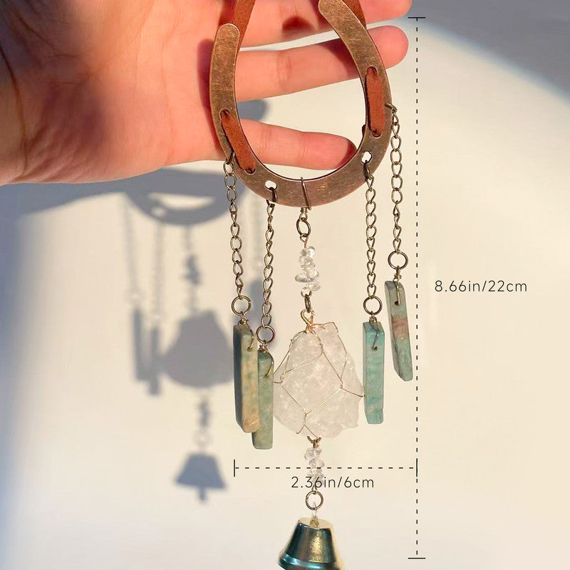 Crystal Lucky Horseshoe Charm Pendant-aquamarine