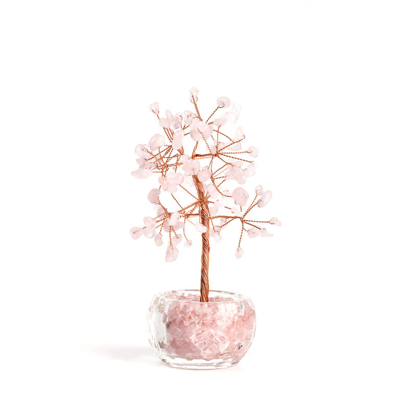 Pink Crystal Wealth Tree -Feng Shui Decor, Elegant Office Desk Ornament