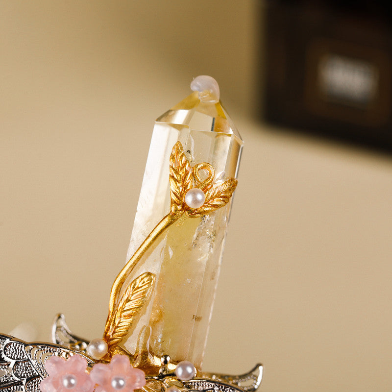 Handmade Crystal Wand, Natural Raw Gemstone Scepter, Magic Healing Wand Citrine