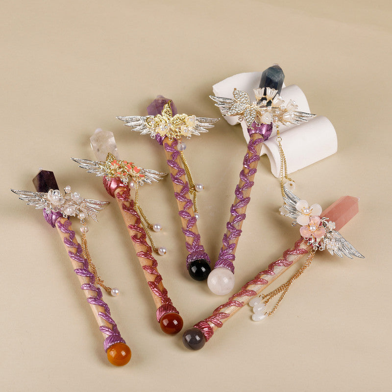 Handmade Crystal Wand, Raw Gemstone Scepter, Natural Magic Wand White Crystal