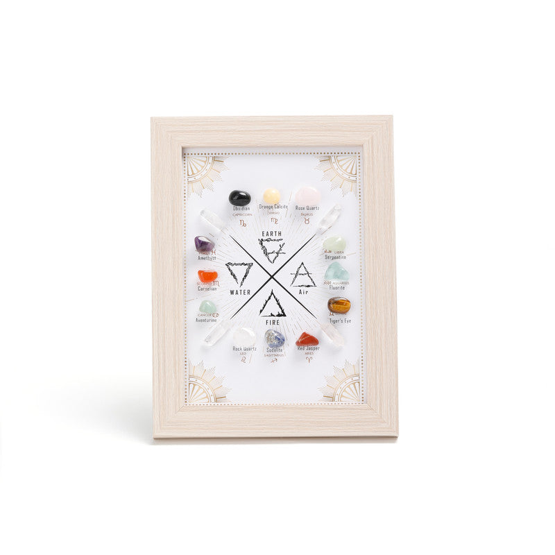 Constellation B Healing Crystal Stone Photo Frame Feng Shui or Hanging Home Wall Decoration, Office Gifts