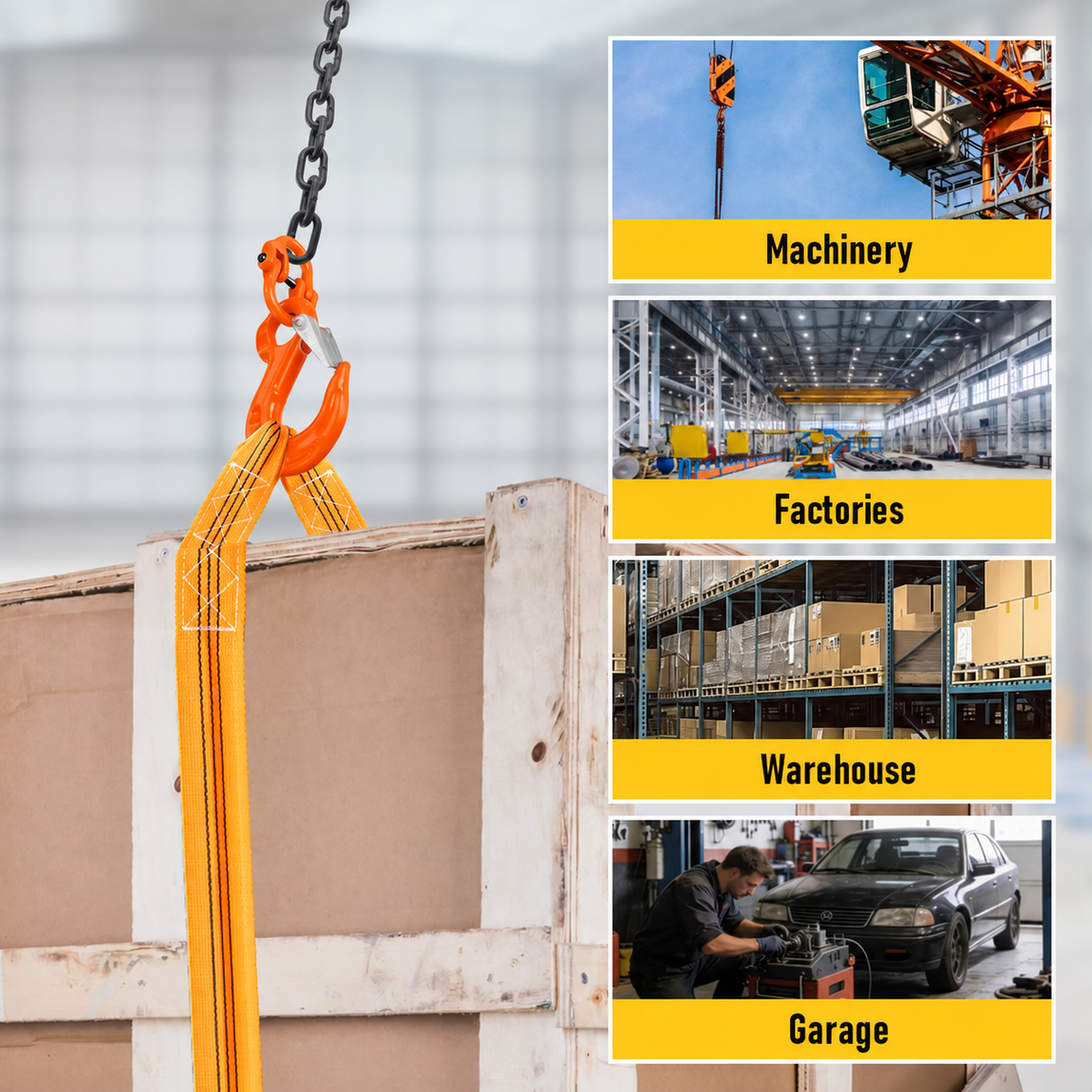 1.12T Sling Hook & Hammerlock Kit, 2 Sets Heavy Duty Trailer Safety Chain Hooks for Caravan, Camper & Boat Trailers-Orange