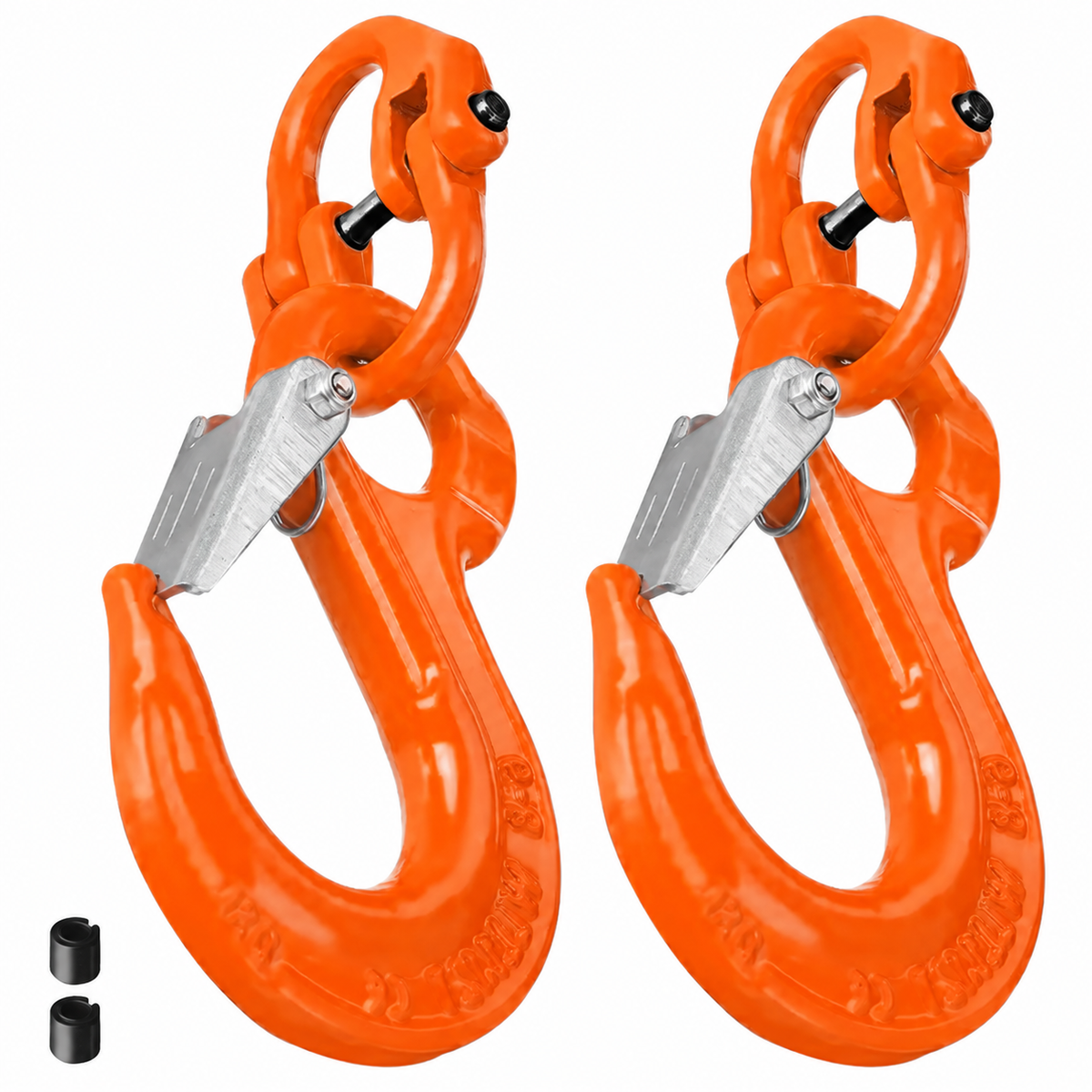 3.15T Sling Hook &amp; Hammerlock Kit, 2 Sets Heavy Duty Trailer Safety Chain Hooks for Caravan, Camper &amp; Boat Trailers-Orange