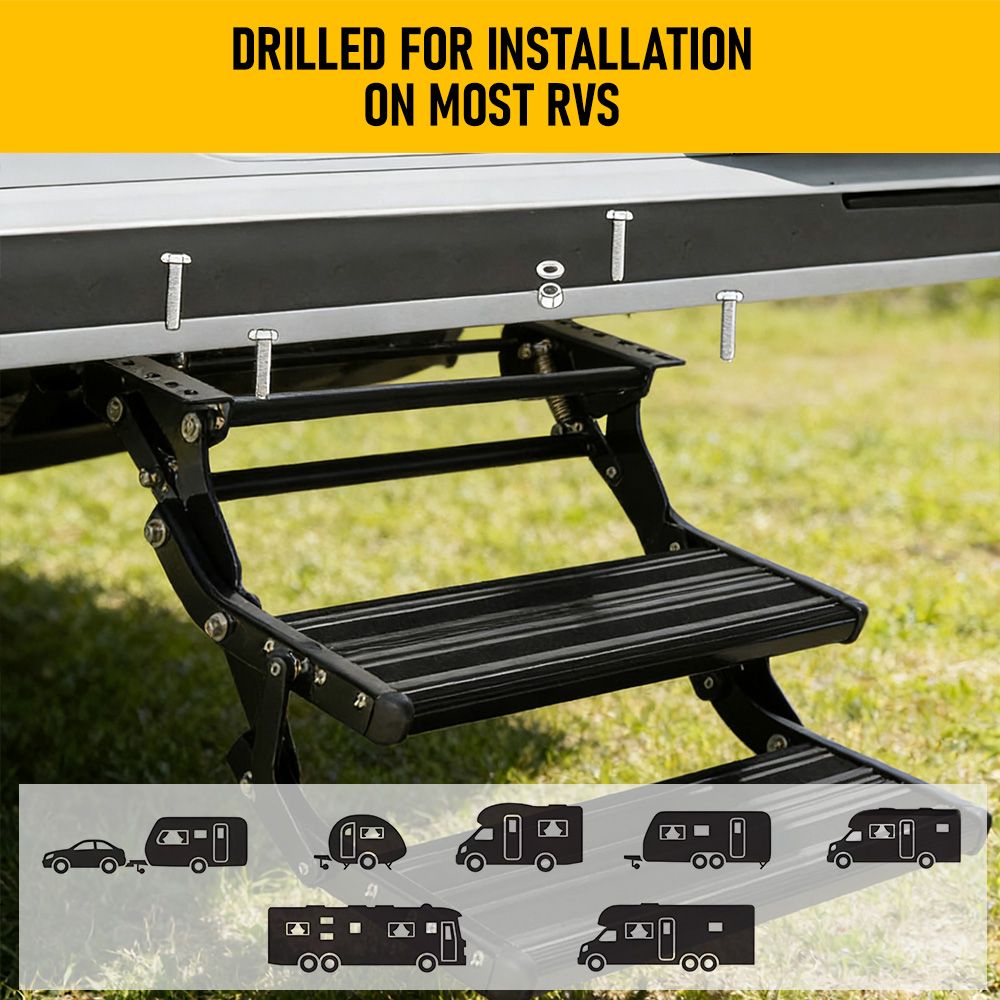 Heavy Duty Double Aluminium Caravan Step – Anti-Slip RV Entry Step, Stable 2-Tier Camping Step, Durable Outdoor Access Step, 54.5 x 77.5 x 30cm