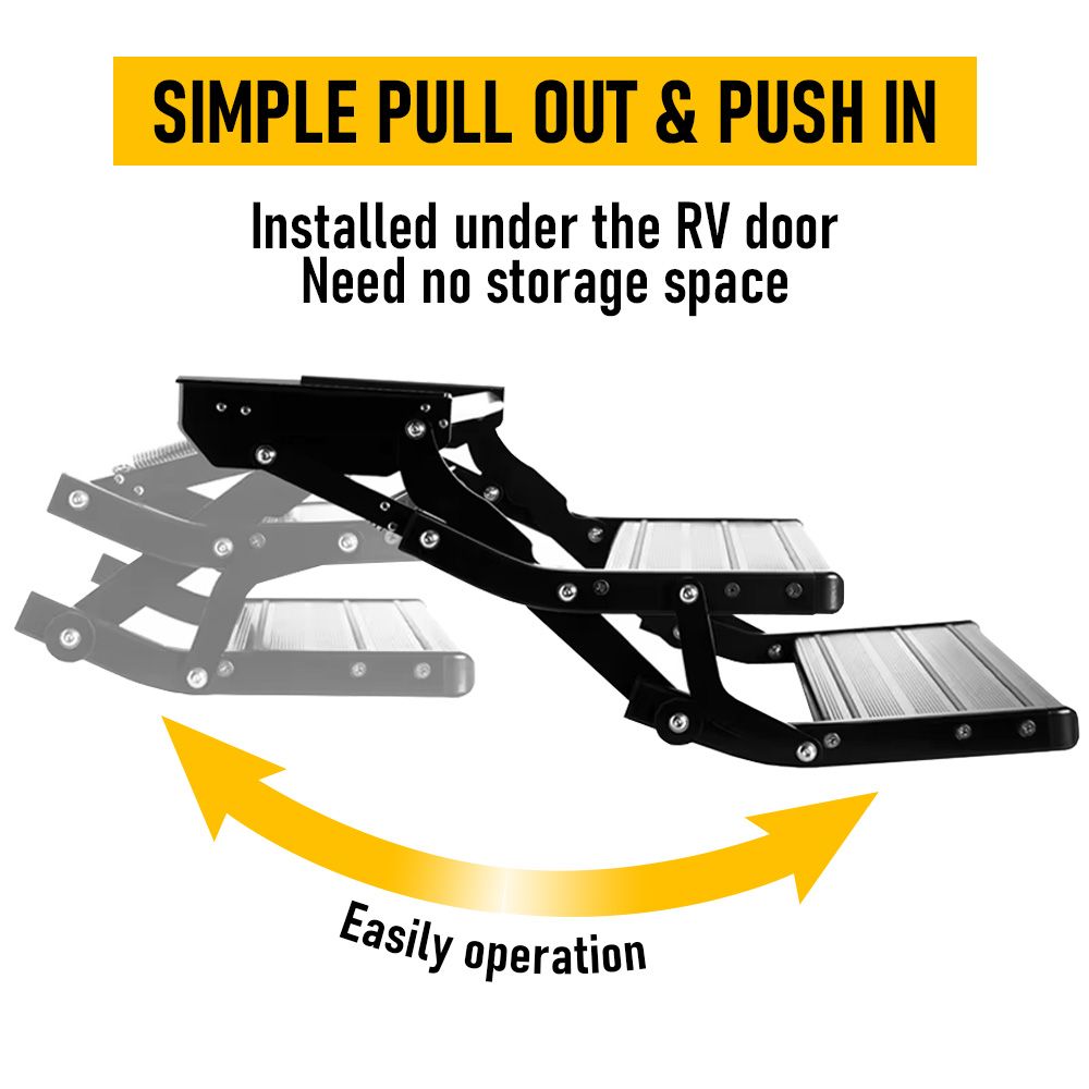 Heavy Duty Double Aluminium Caravan Step – Anti-Slip RV Entry Step, Stable 2-Tier Camping Step, Durable Outdoor Access Step, 54.5 x 77.5 x 30cm