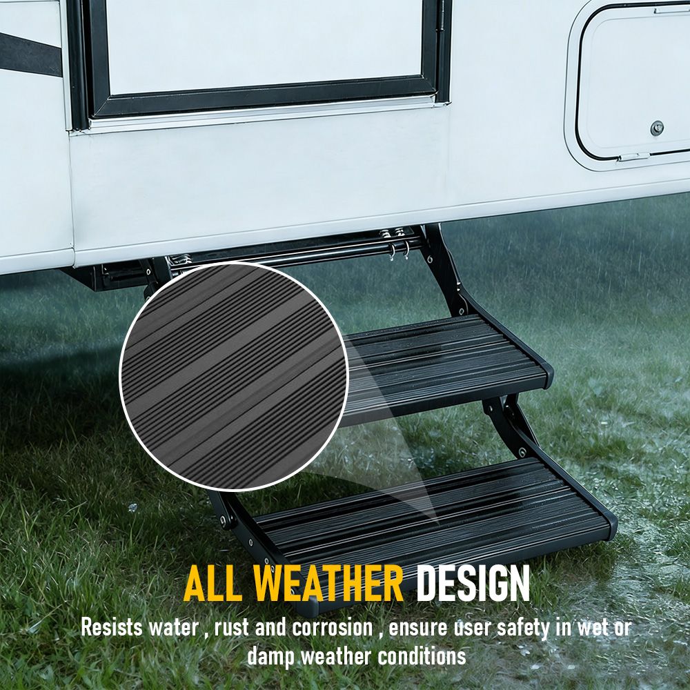 Heavy Duty Double Aluminium Caravan Step – Anti-Slip RV Entry Step, Stable 2-Tier Camping Step, Durable Outdoor Access Step, 54.5 x 77.5 x 30cm