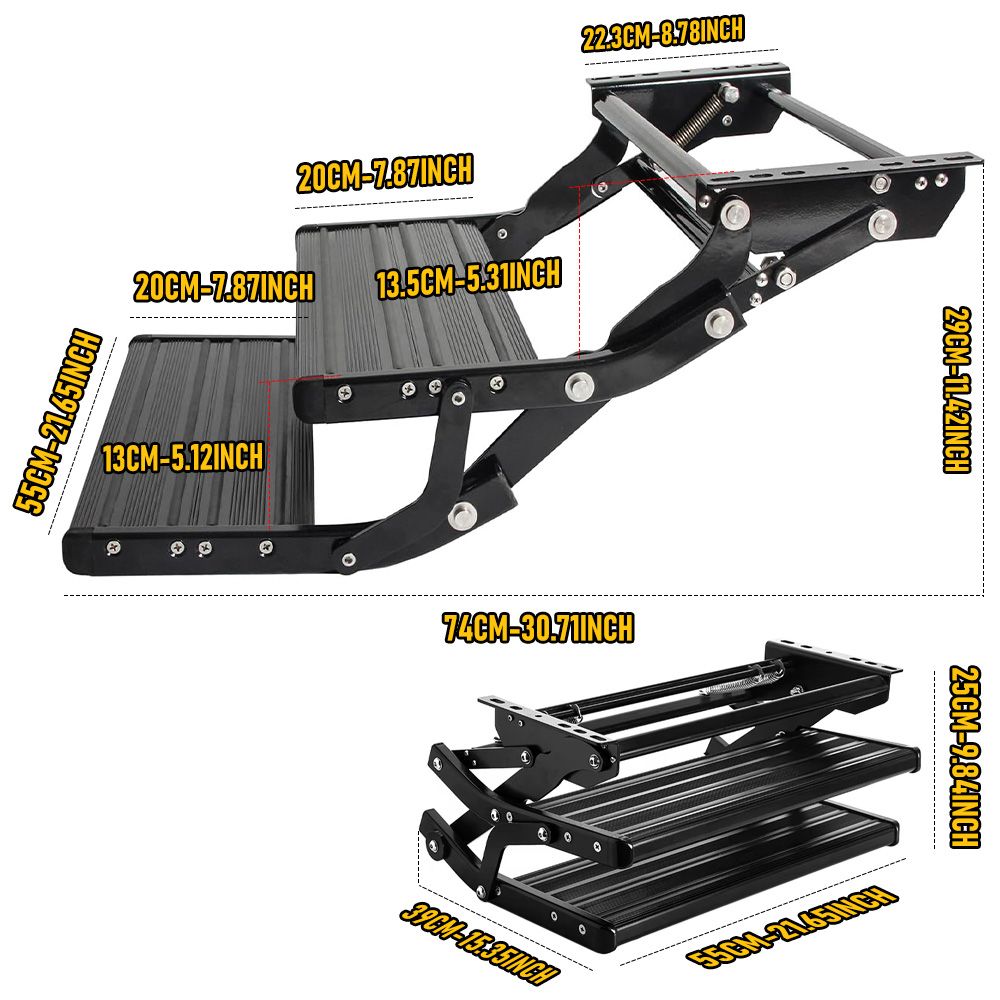 Heavy Duty Double Aluminium Caravan Step – Anti-Slip RV Entry Step, Stable 2-Tier Camping Step, Durable Outdoor Access Step, 54.5 x 77.5 x 30cm
