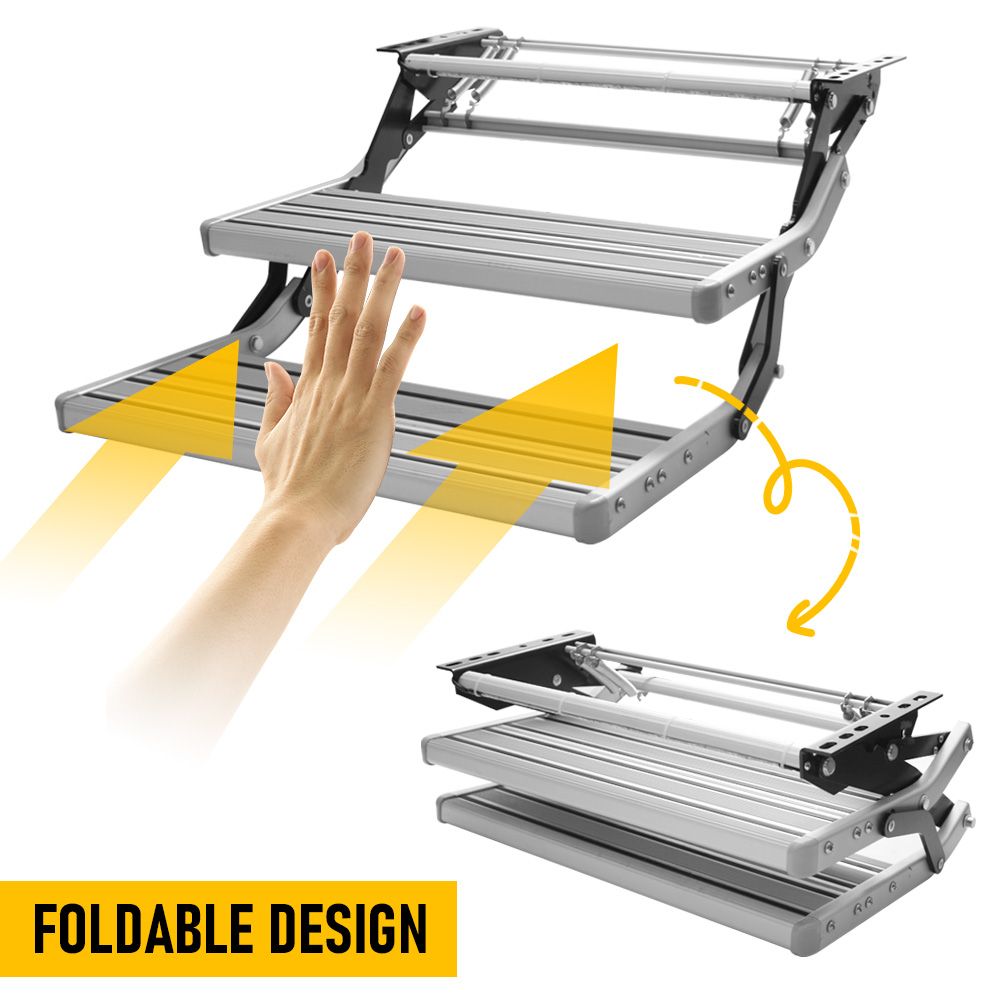 Heavy Duty Double Aluminium Caravan Step – Anti-Slip RV Entry Step, Stable 2-Tier Camping Step, Durable Outdoor Access Step, 54.5 x 77.5 x 30cm