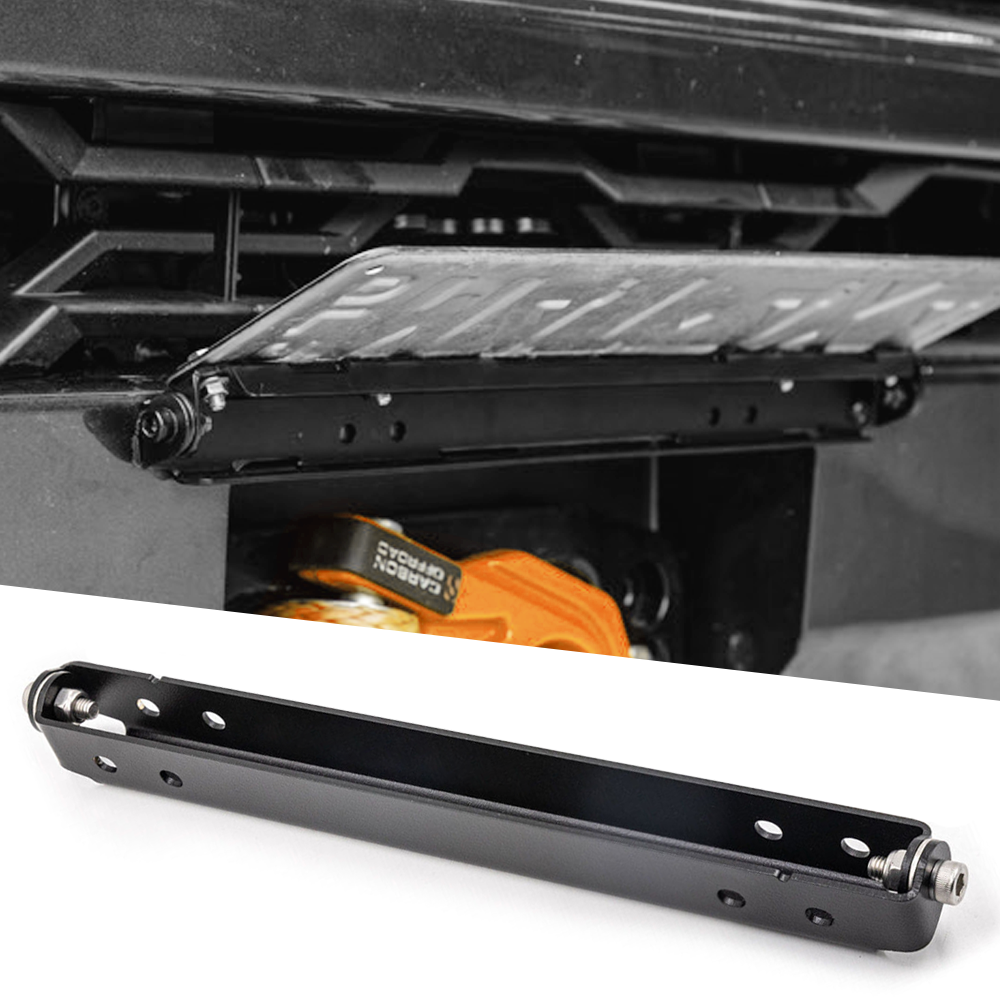Flip-Up License Plate Frame Holder – 120° Rotation Stainless Steel Number Plate Bracket, Foldable Off-Road Winch Accessory, Rustproof-Black
