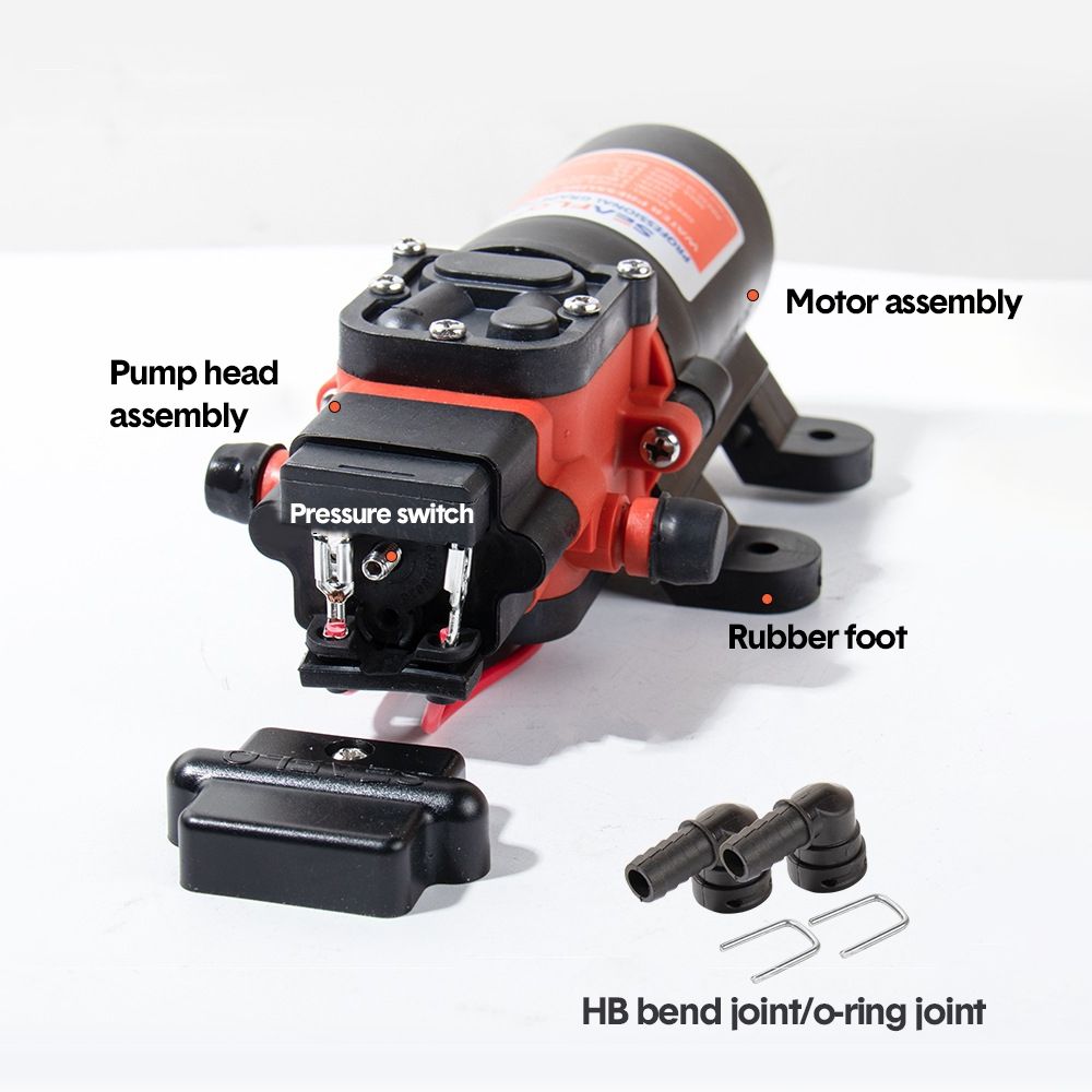 12V Water Pressure Diaphragm Pump 3.8LPM 40PSI Self-Priming Water Pump for RV Caravan Marine Camping