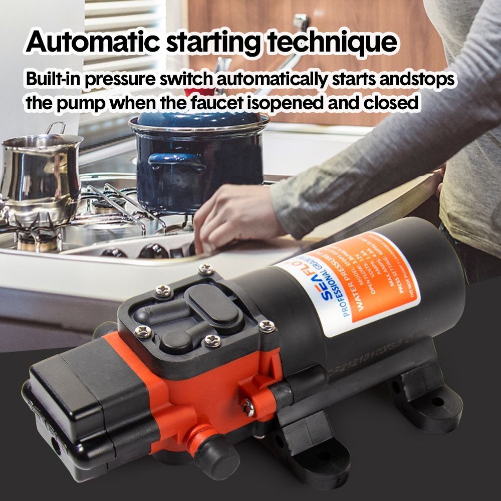 12V Water Pressure Diaphragm Pump 3.8LPM 40PSI Self-Priming Water Pump for RV Caravan Marine Camping