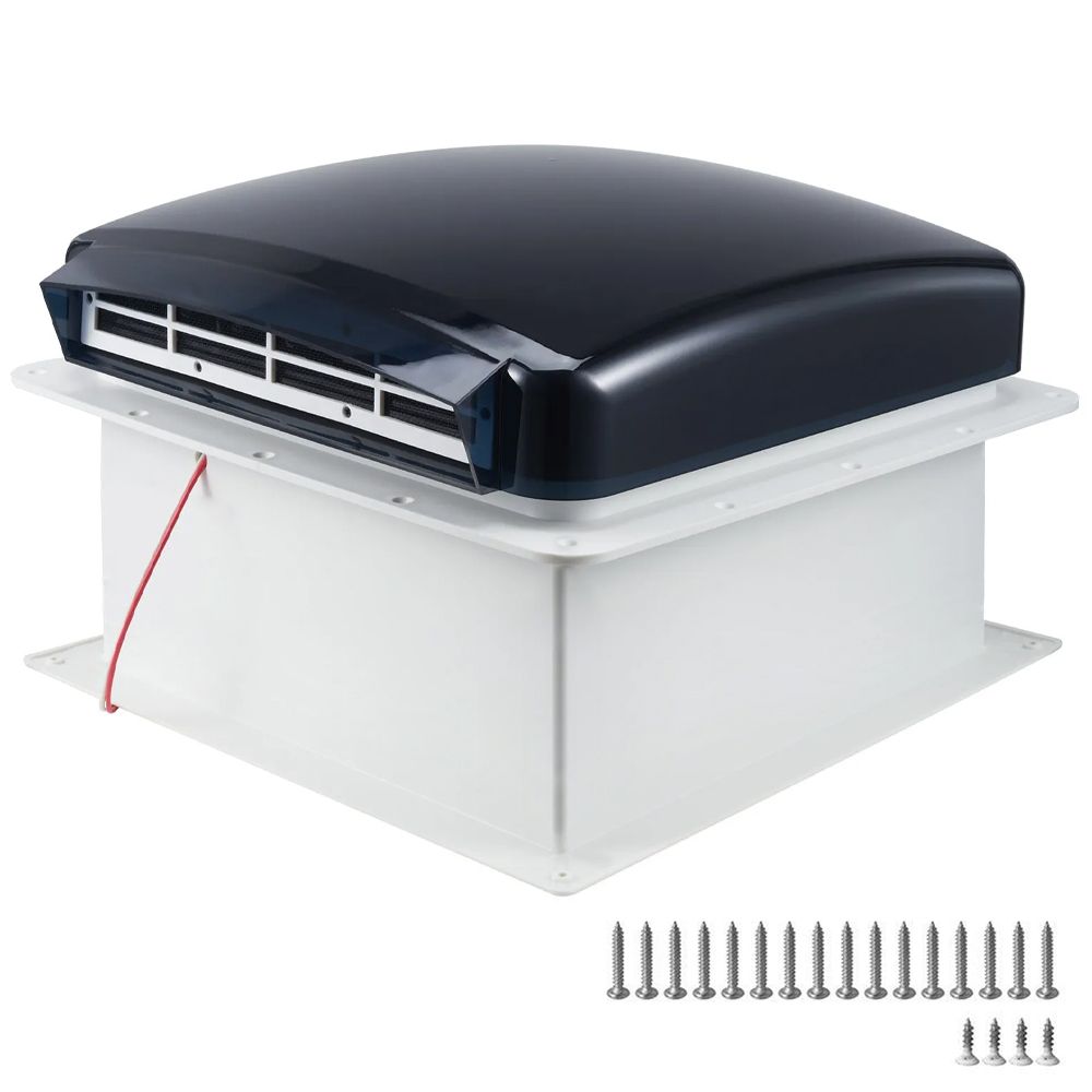 12V Caravan Roof Vent Fan with LED Light &amp; Reversible Airflow – Waterproof Rain-Proof Hatch Exhaust Fan with Screen for RV, Motorhome &amp; Campervan Shower