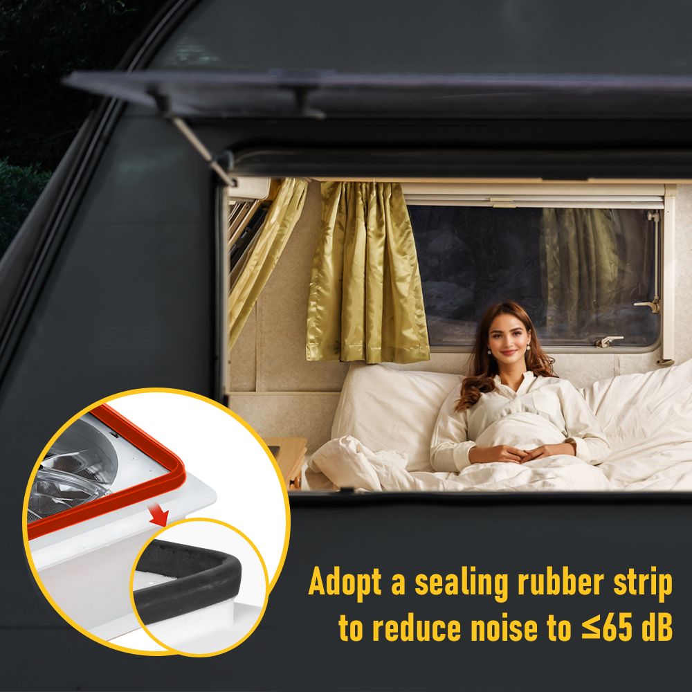 12V Caravan Roof Vent Fan with LED Light & Reversible Airflow – Waterproof Rain-Proof Hatch Exhaust Fan with Screen for RV, Motorhome & Campervan Shower