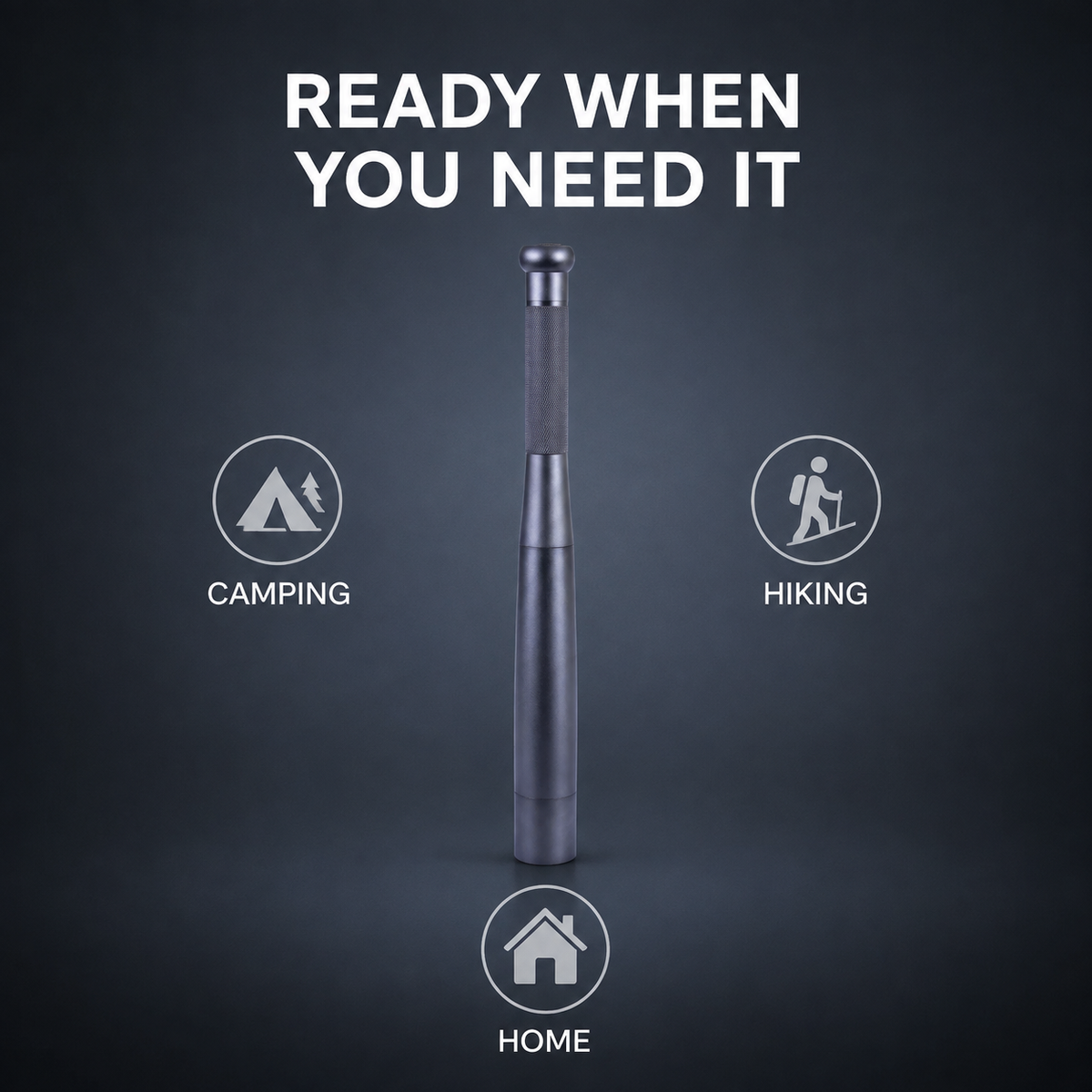 35cm Aluminium LED Torch Flashlight with High Low Strobe Modes, AA Batteries Included, Lightweight Camping Emergency Safety Light – Gunmetal