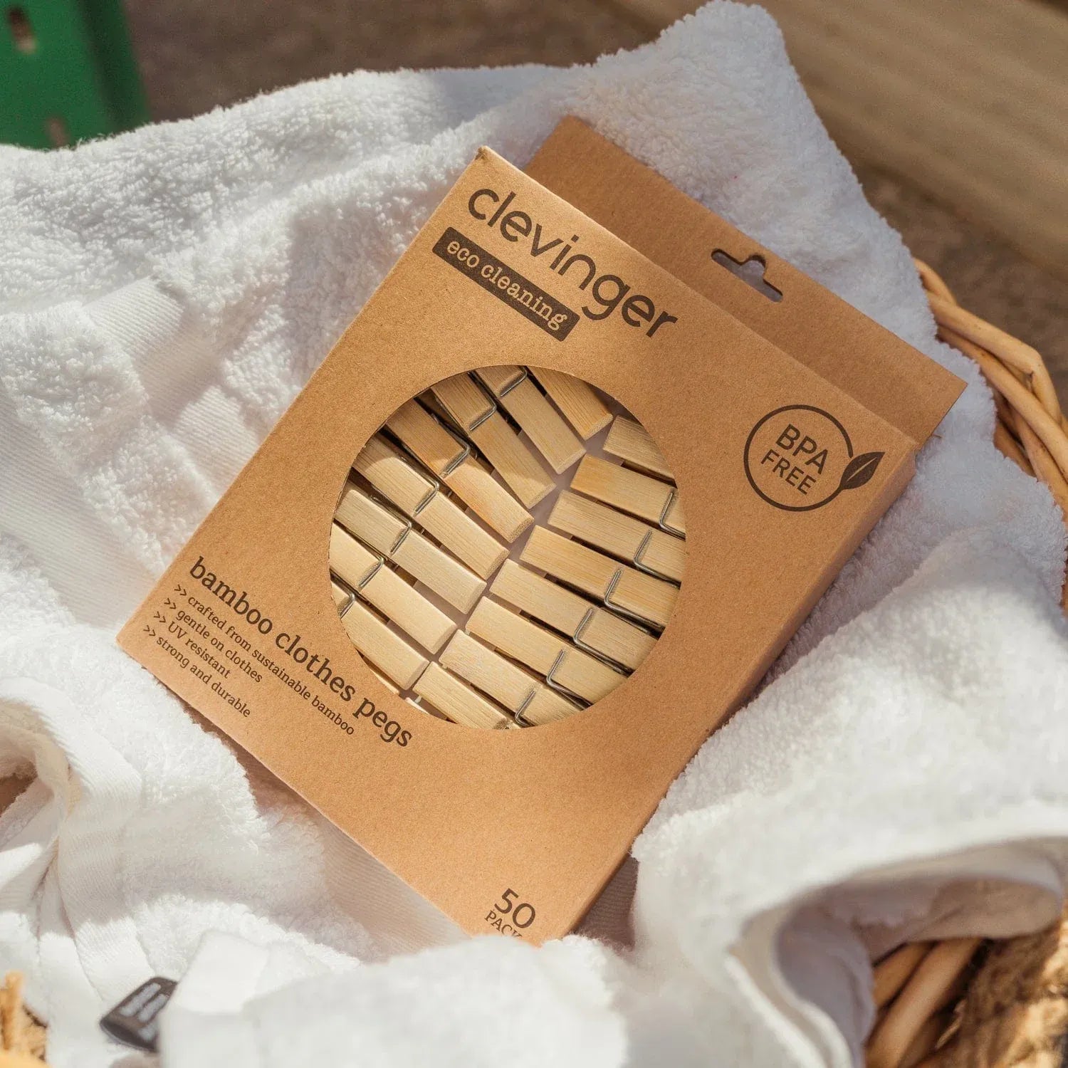 50 Pcs Eco Bamboo Clothes Pegs
