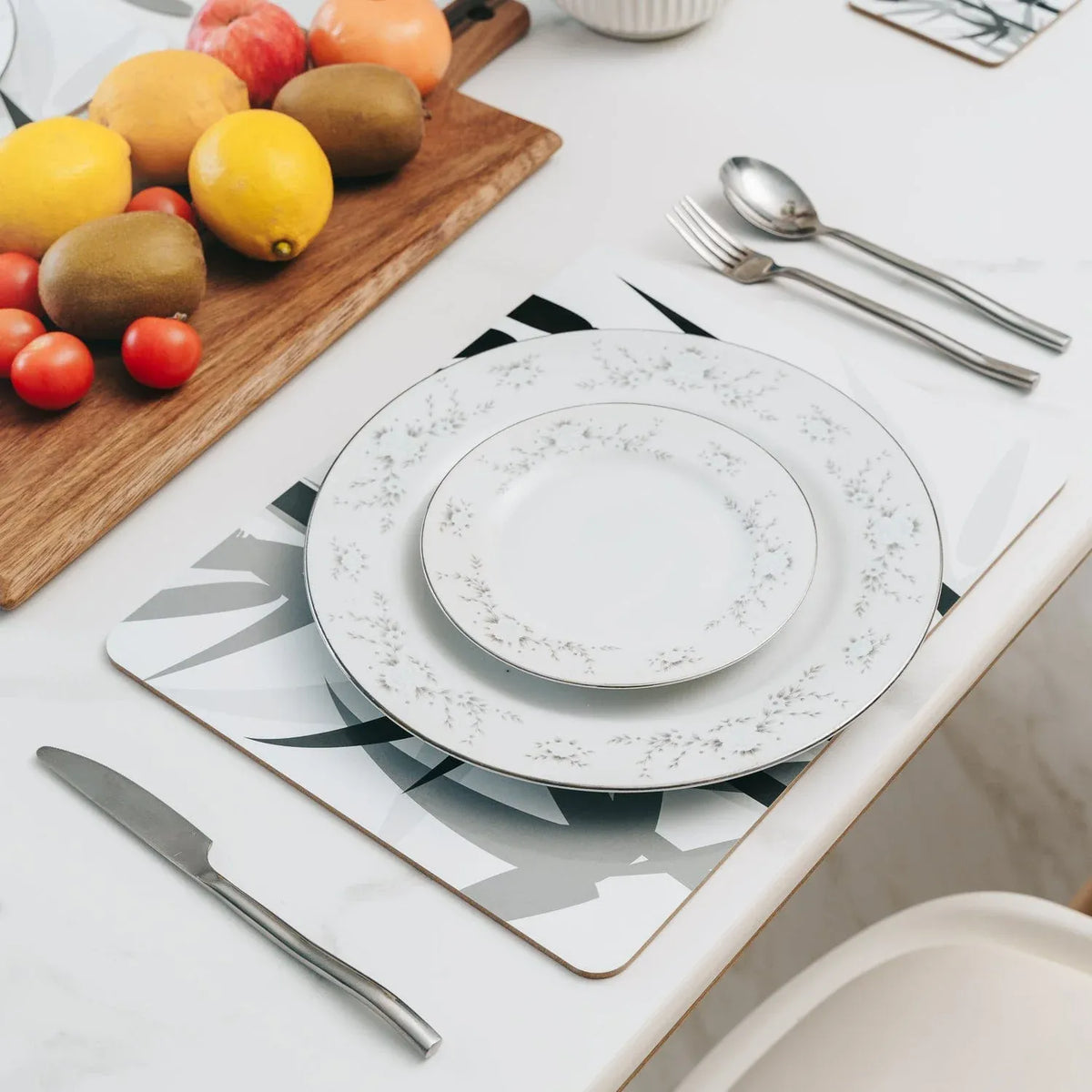 8 Pcs Clevinger MDF Placemats and Coasters Bamboo