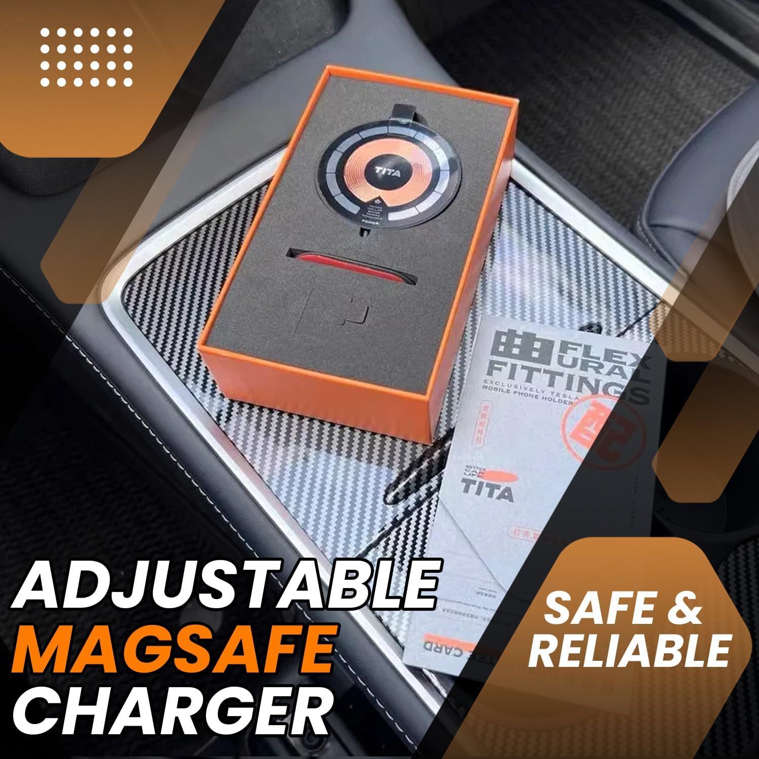 Car Mount Phone Charger for Tesla 3/Y Compatible TypeC 15W Fast Charge
