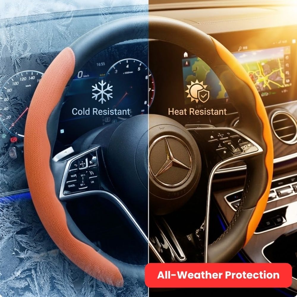 2Pcs Soft Breathable Anti-Slip Faux Leather Steering Wheel Protector Car Cover- Purple