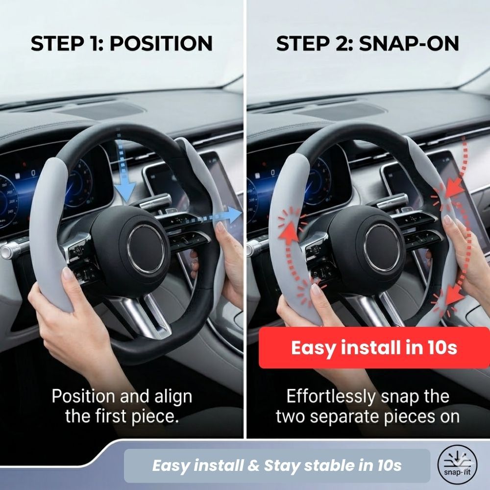 2Pcs Soft Breathable Anti-Slip Faux Leather Steering Wheel Protector Car Cover- White