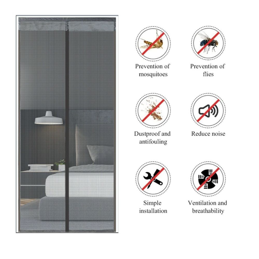 Extra Durable Magnetic Fly Screen Door Anti Mosquito Screen Mesh Curtain Grey-150x240cm