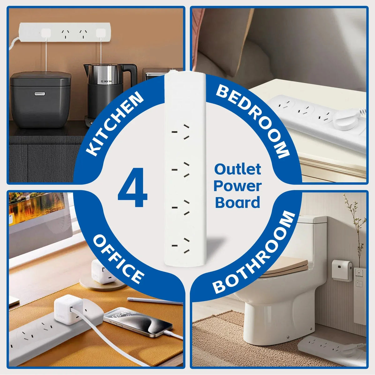 4 Outlet Powerboard With Surge Protection 1M Lead Cable