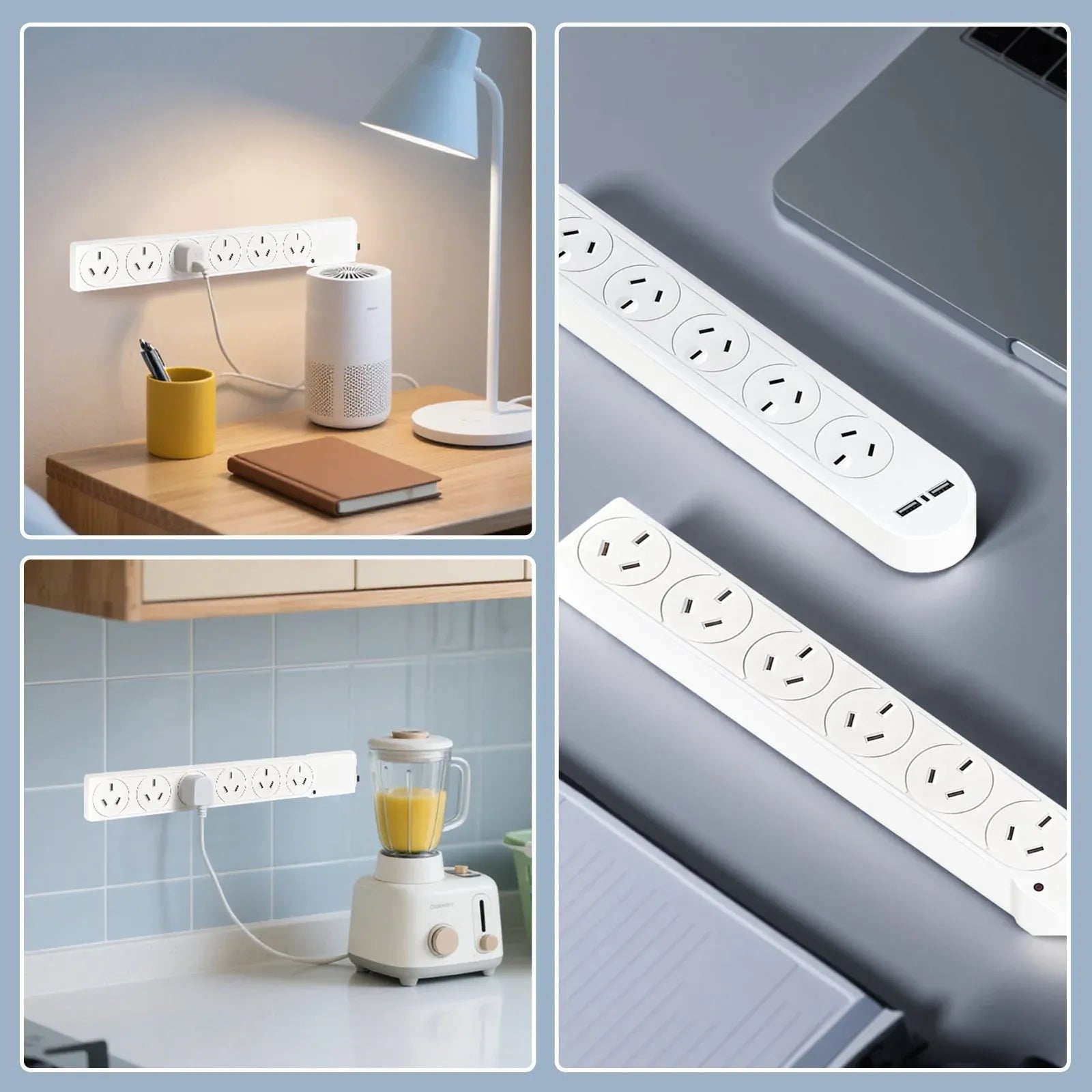 6 Outlet Power Board With Surge Protection 1M Lead Cable
