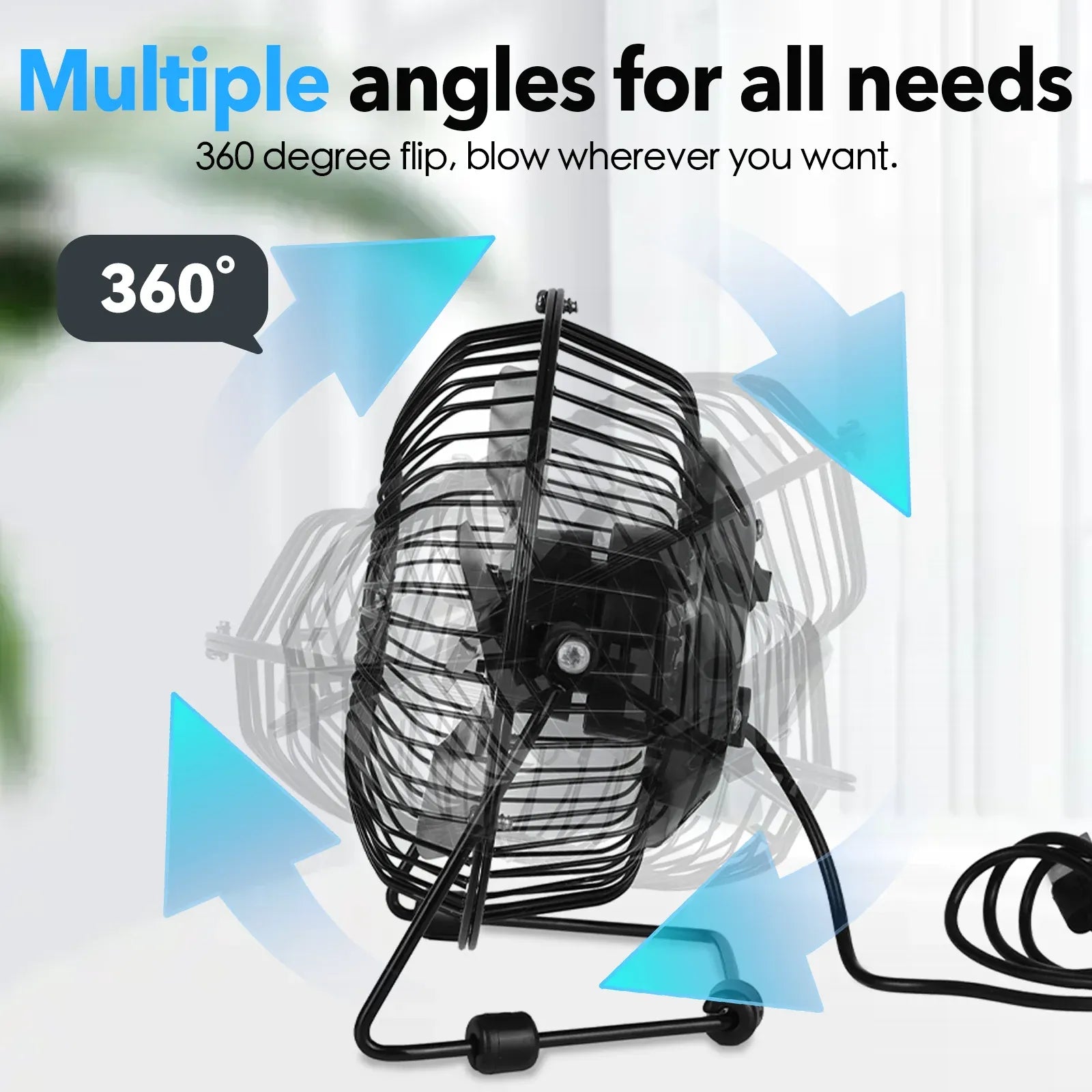 360° Tilt Adjustable USB Portable Mini Desk Fan