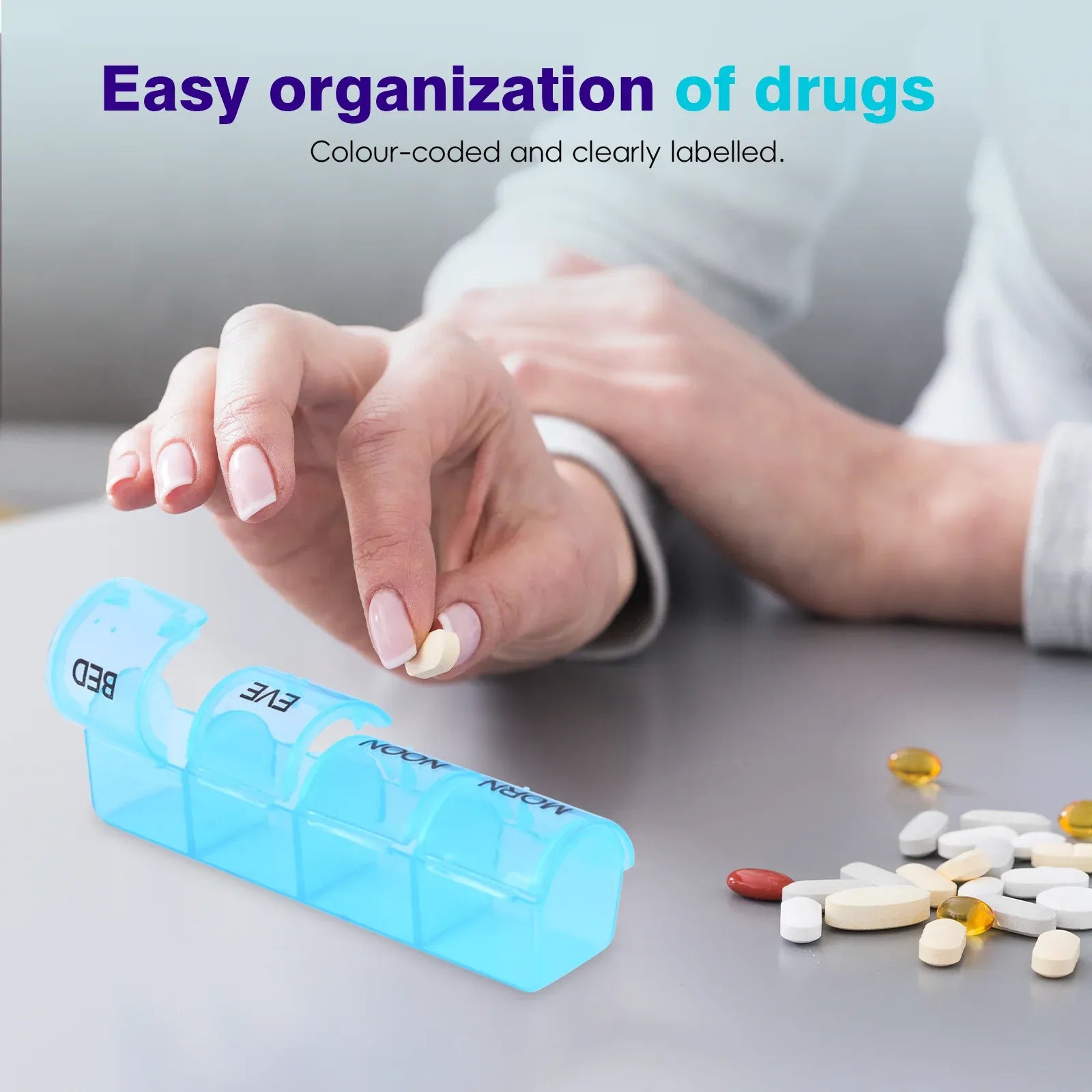 Flightmode 7 Day Travel Pill Box Medicine Organiser with Individual Daily Compartment