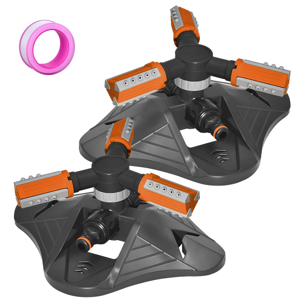 2 PCS Garden Sprinkler, 360° Rotating Lawn &amp; Garden Water Sprinkler, 3-Arm Adjustable, 36 Nozzles, 200㎡ Coverage, Quick Connect