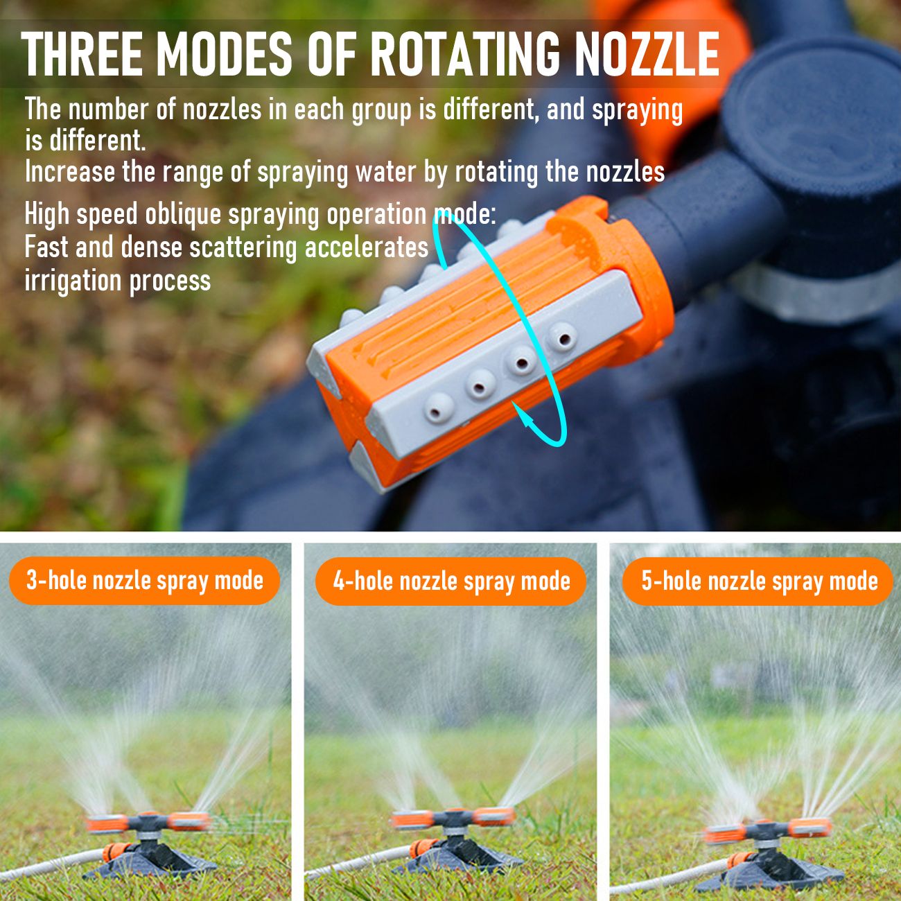2 PCS Garden Sprinkler, 360° Rotating Lawn & Garden Water Sprinkler, 3-Arm Adjustable, 36 Nozzles, 200㎡ Coverage, Quick Connect