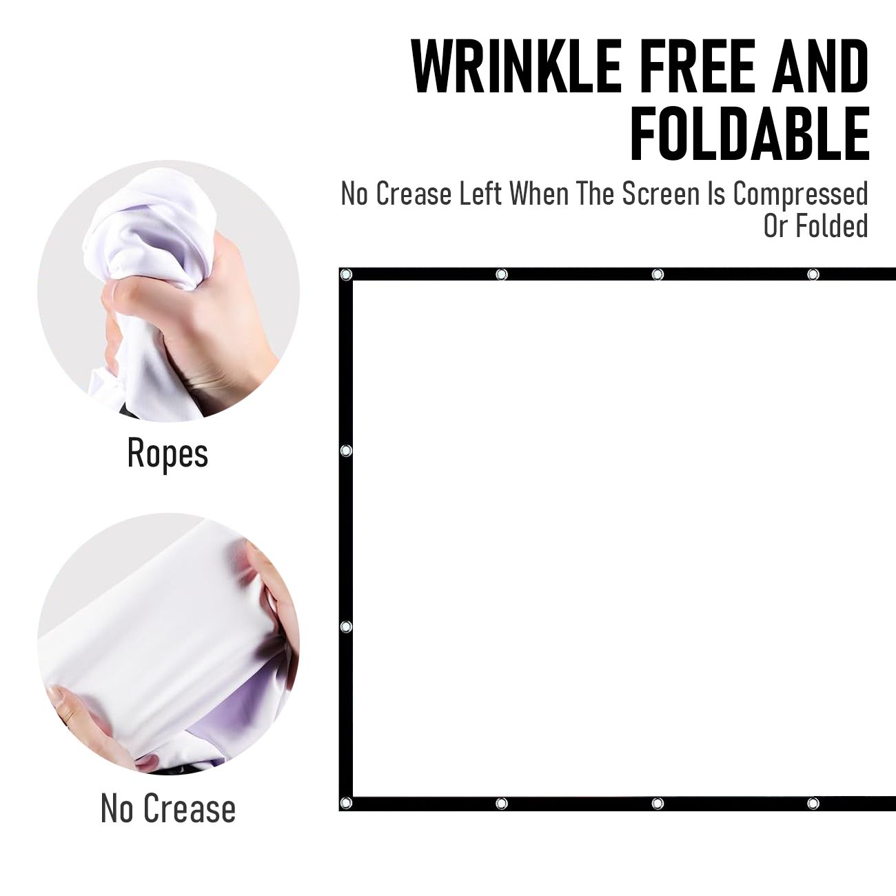 120 Inch Foldable Projector Screen 16:9, 4K HD Compatible Double-Sided Movie Screen, Washable Anti-Crease Portable Display for Indoor Outdoor Home Theater & Events