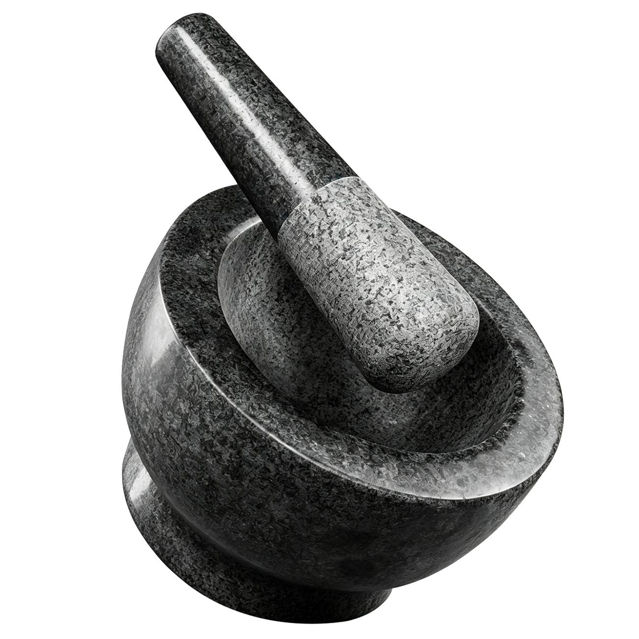 Granite Mortar and Pestle Set, 480ml Heavy Duty Stone Grinder Bowl with 15.5cm Pestle, Dark Grey, Manual Spice Grinder for Guacamole, Salsa, Pesto, Herbs, Spices, Nuts & Seeds