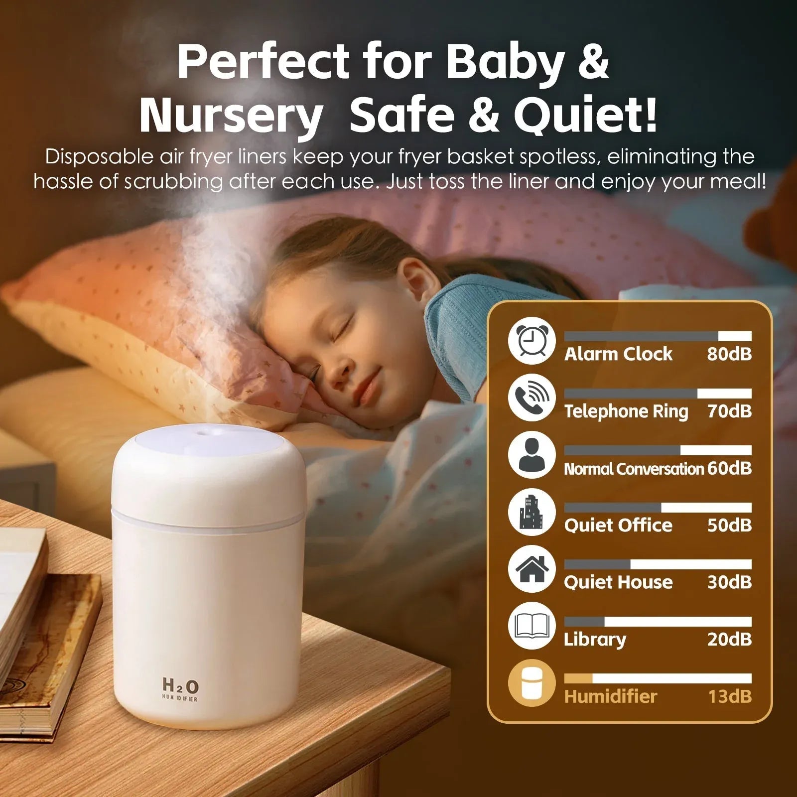 Livingtoday Mini LED Ultrasonic Humidifier 300ml